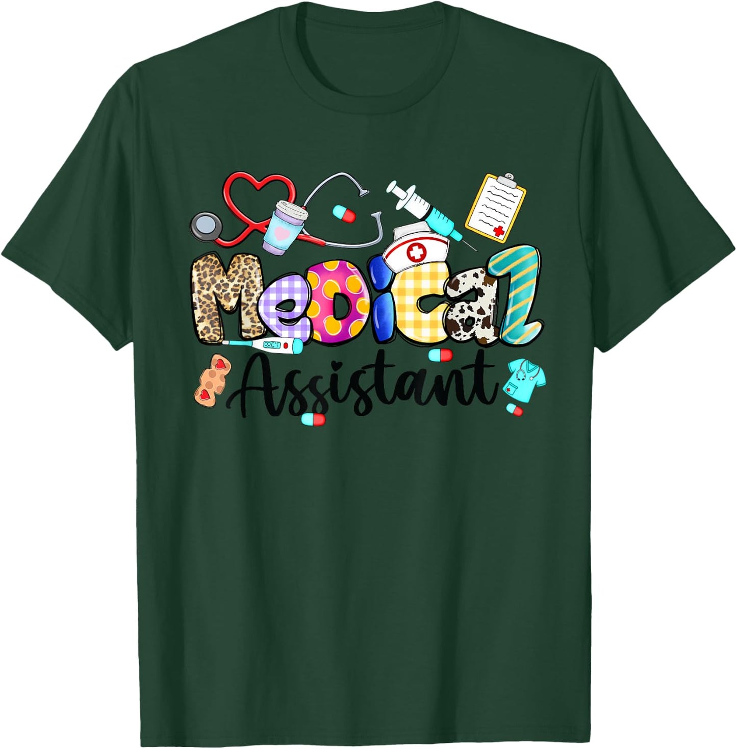 Medical Assistant Stethoscope Leopard Medical Assistant Life T-Shirt - T-Shirt | Forest