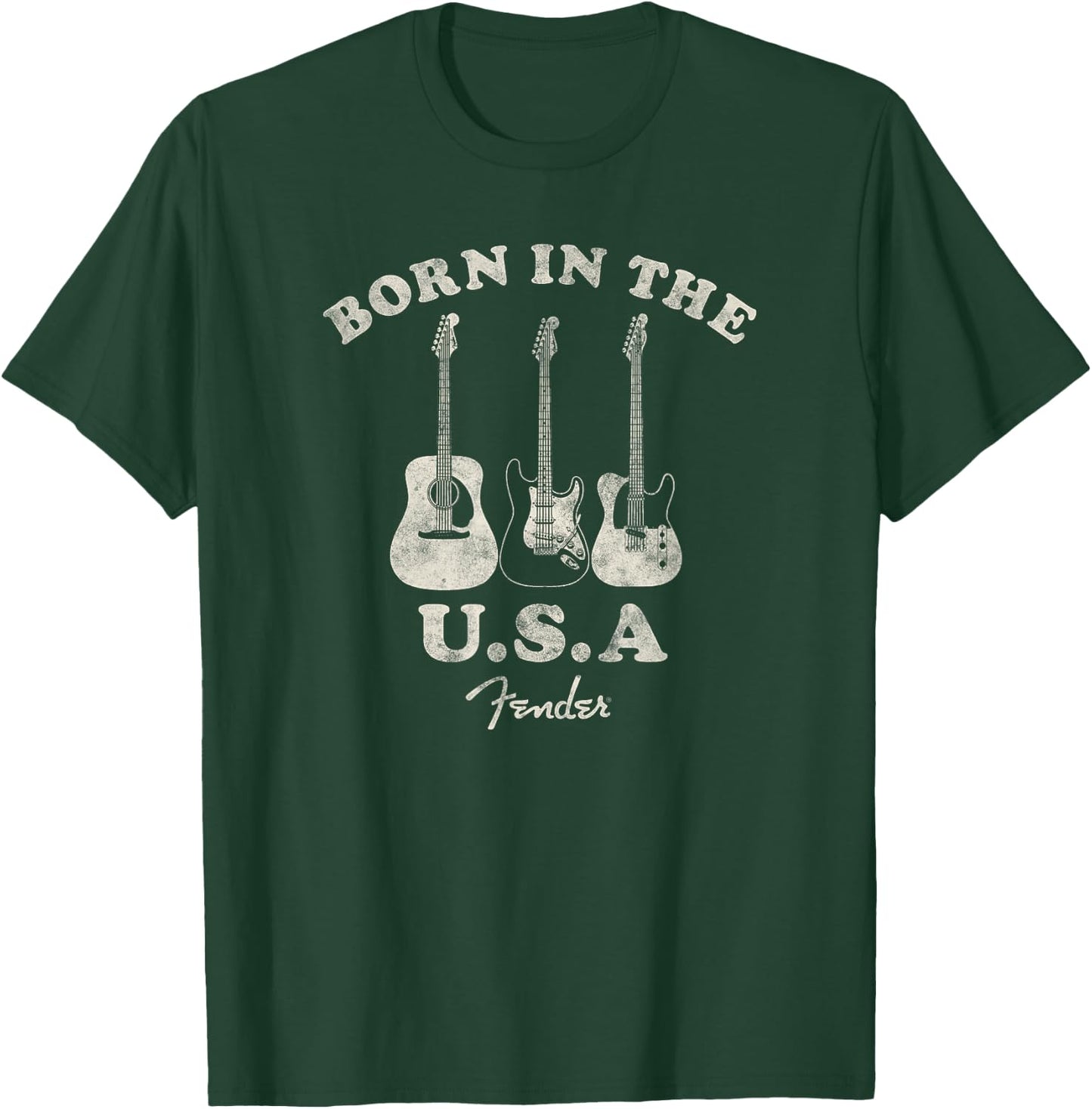 Fender Guitar Born in the USA Centered T-Shirt - T-Shirt | Forest