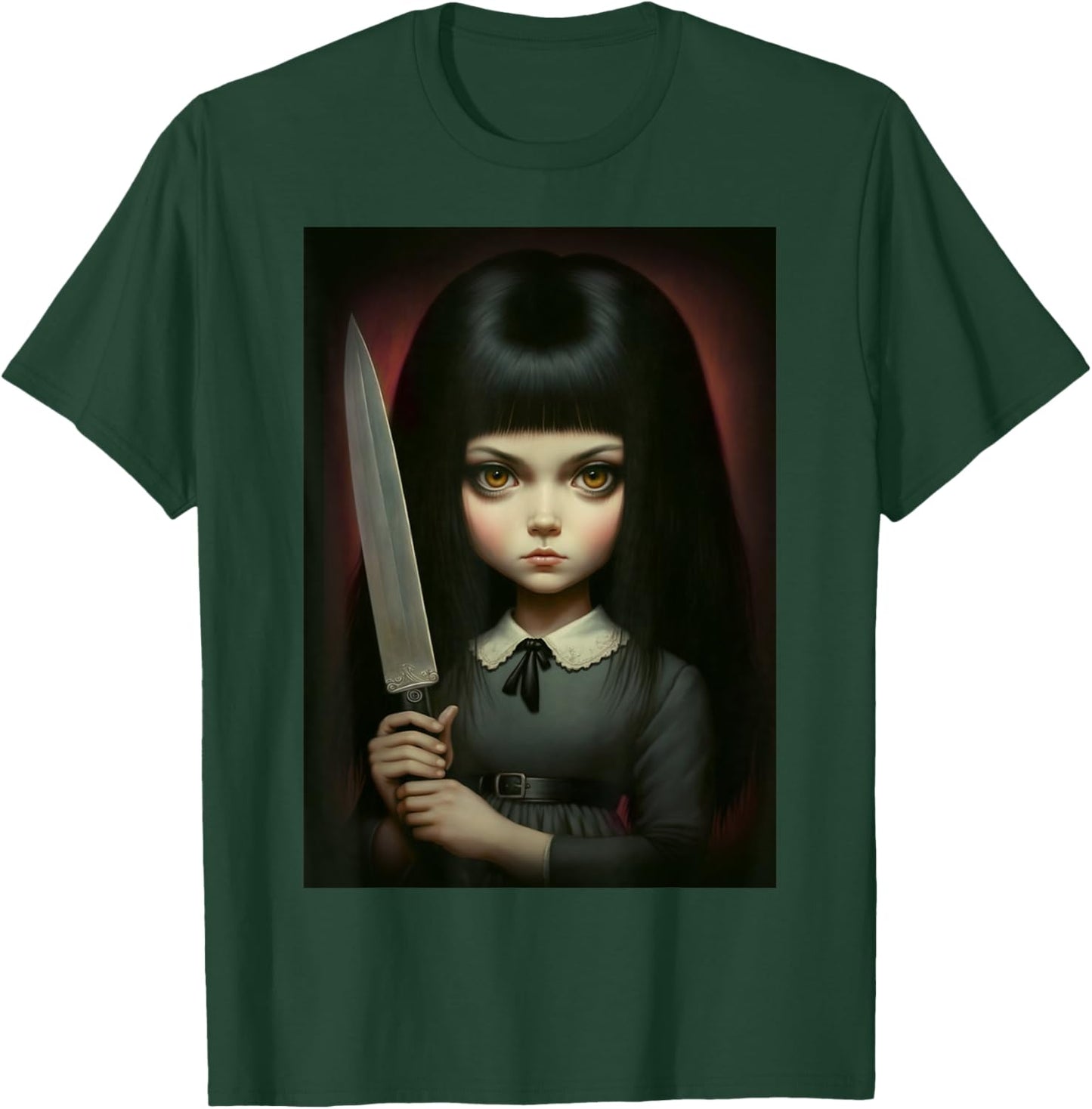 Last Gasp Graphics Sinister Girl Holding Knife T-Shirt - T-Shirt | Forest