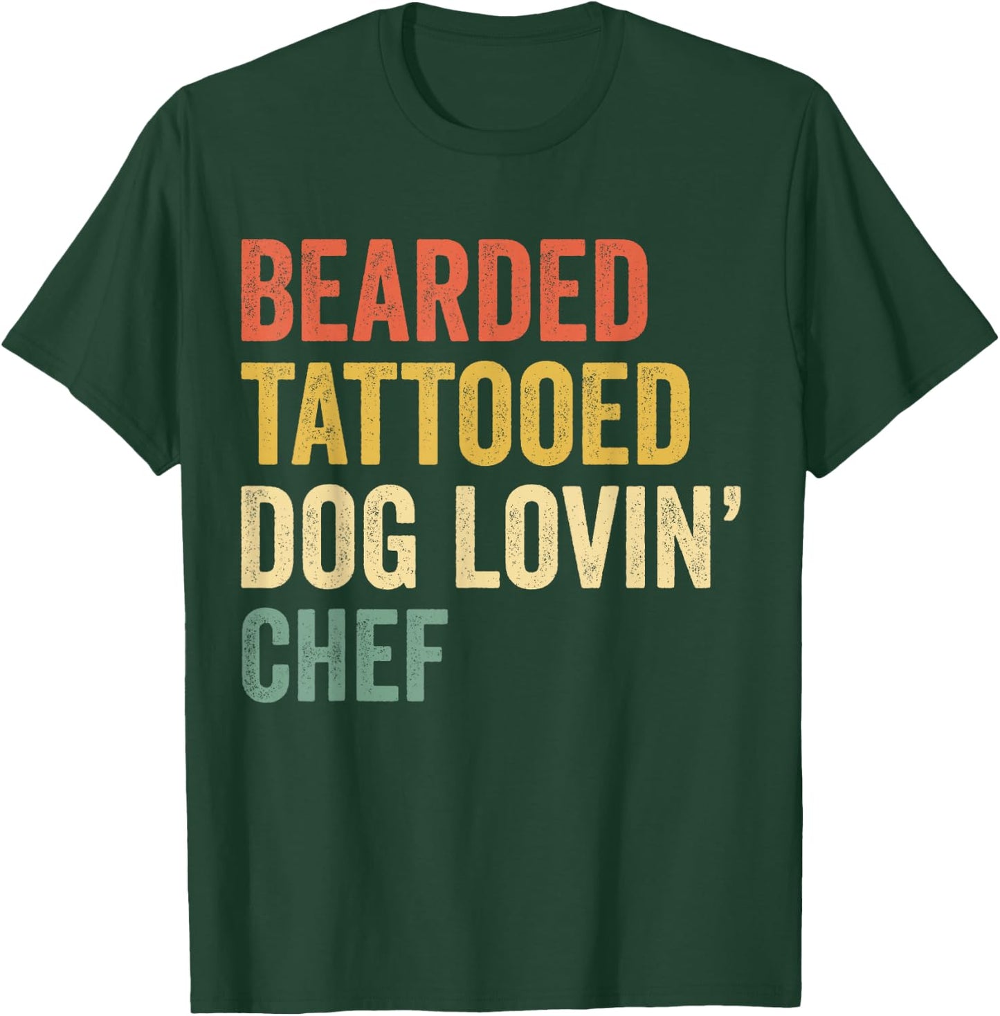Bearded Tattooed Dog Lovin Chef Funny Cook Cooking Lovers T-Shirt - T-Shirt | Forest
