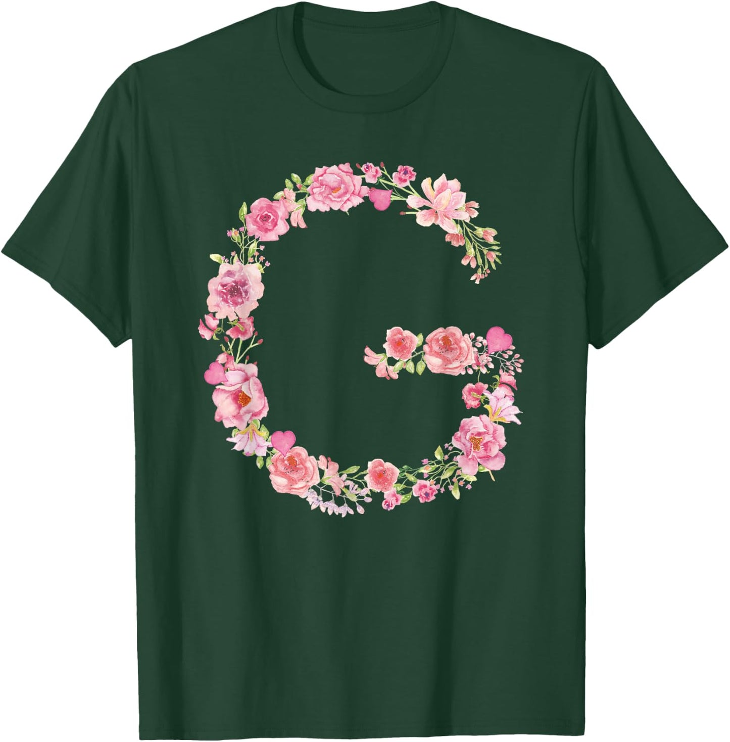 Cool Initial Alphabet Monogram Flowers Gifts Floral Letter G T-Shirt - T-Shirt | Forest