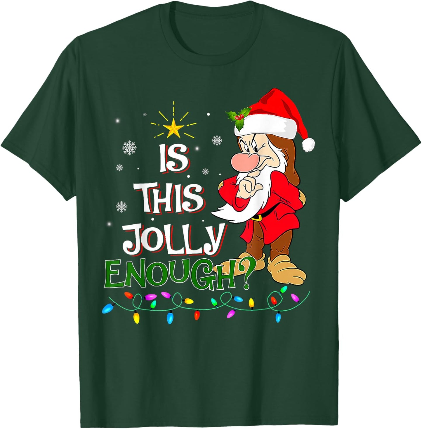 is This Jolly Enough Grumpy Elf Pajama Christmas Lights T-Shirt - T-Shirt | Forest