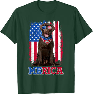 Patriotic Labrador 4th of July USA Patriotic Chocolate Lab T-Shirt - T-Shirt | Forest