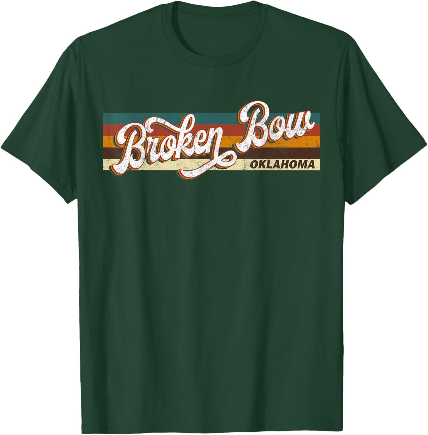 Retro Vintage 80s 70s Broken Bow Retro Oklahoma T-Shirt - T-Shirt | Forest
