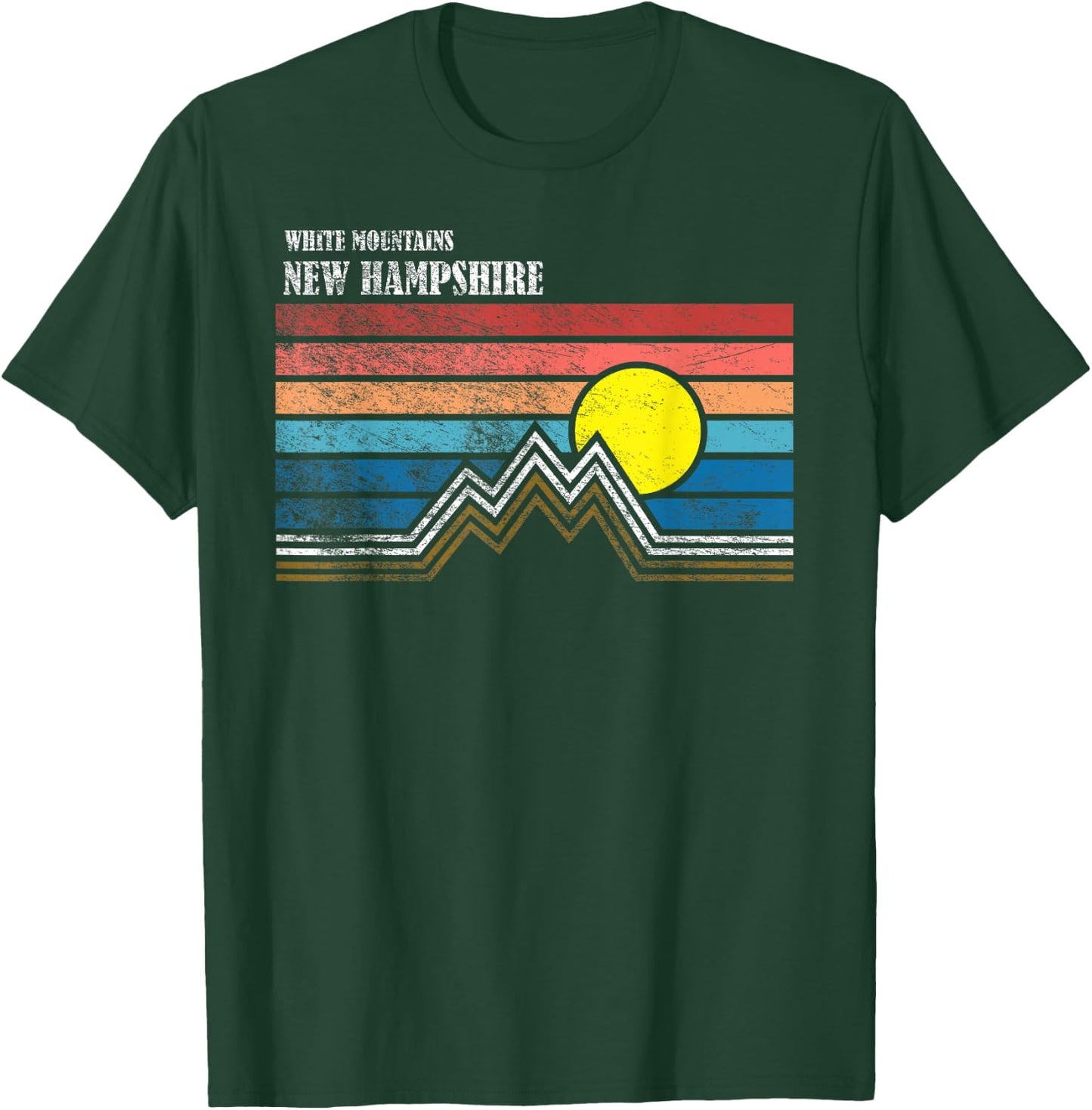 Retro White Mountains NH T-Shirt - T-Shirt | Forest