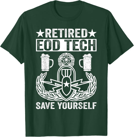 Funny Bomb Technician Retired Eod Tech T-Shirt - T-Shirt | Forest