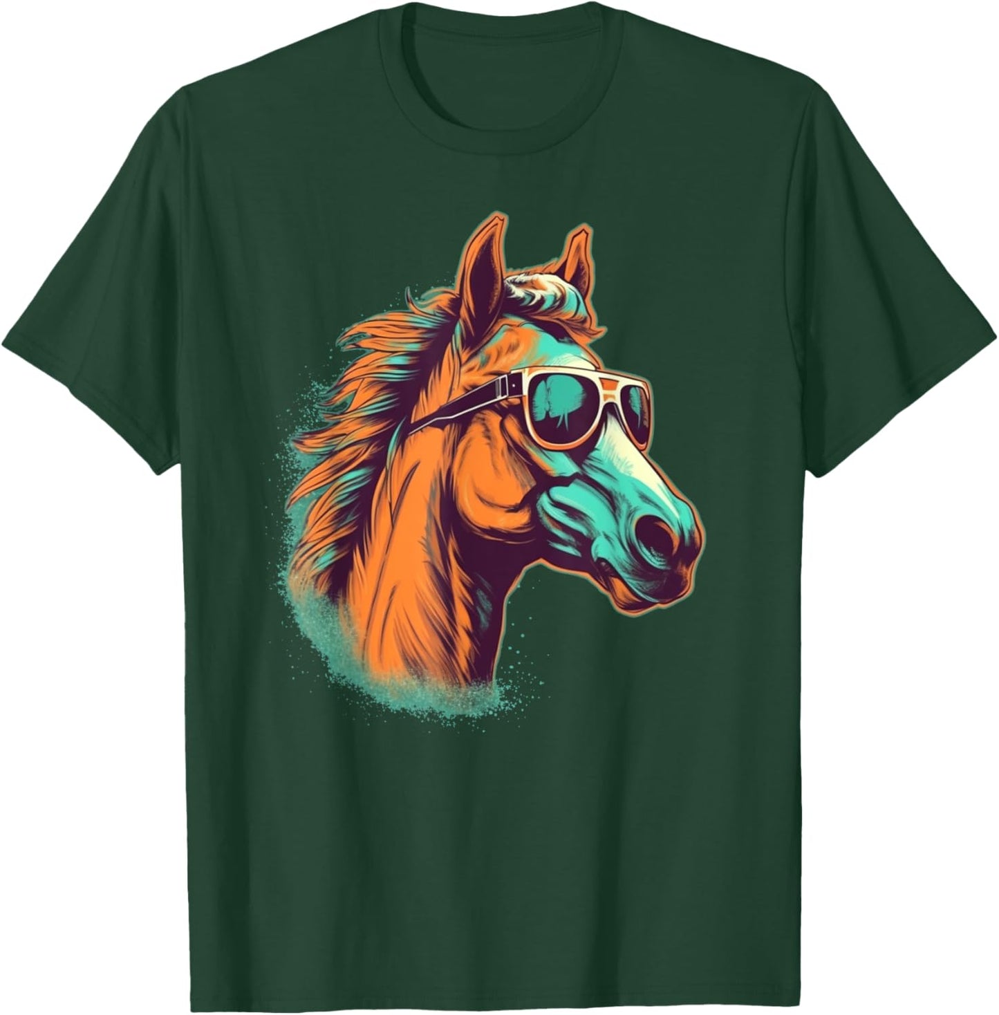 Funny looking Horse Face with Sunglasses T-Shirt - T-Shirt | Forest