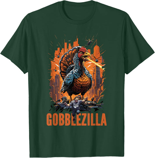 Funny Gobblezilla Angry Turkey Thanksgiving Men Women Teens T-Shirt - T-Shirt | Forest