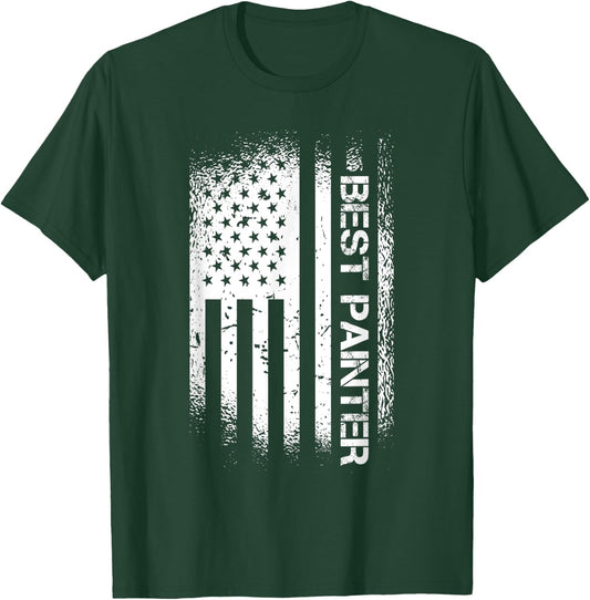 Patriotic Best Painter With American Flag Women Men T-Shirt - T-Shirt | Forest