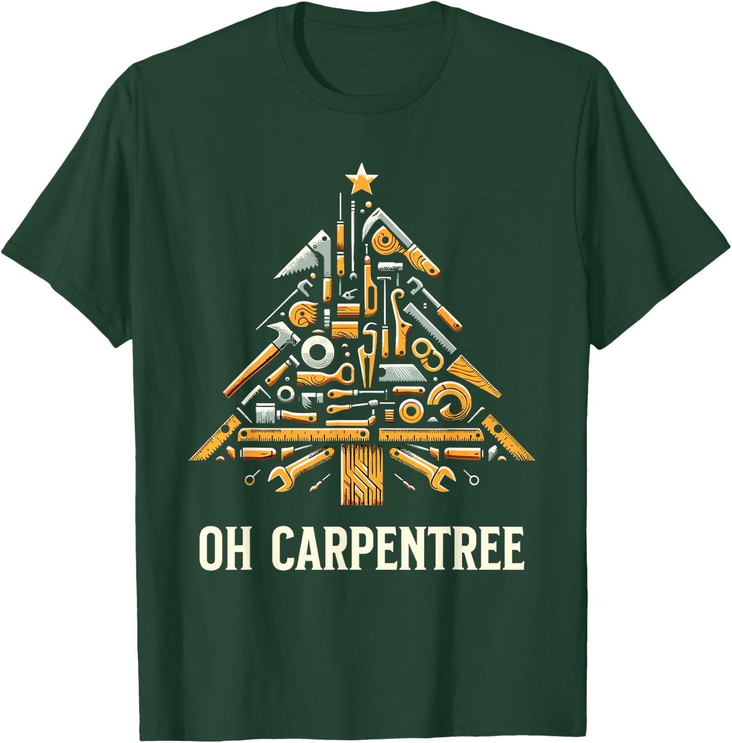 Funny Woodworking Woodworker Carpentry Christmas Tree T-Shirt - T-Shirt | Forest