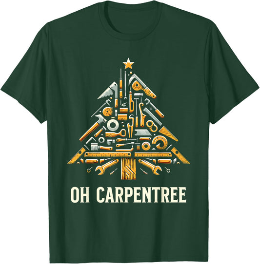 Funny Woodworking Woodworker Carpentry Christmas Tree T-Shirt - T-Shirt | Forest