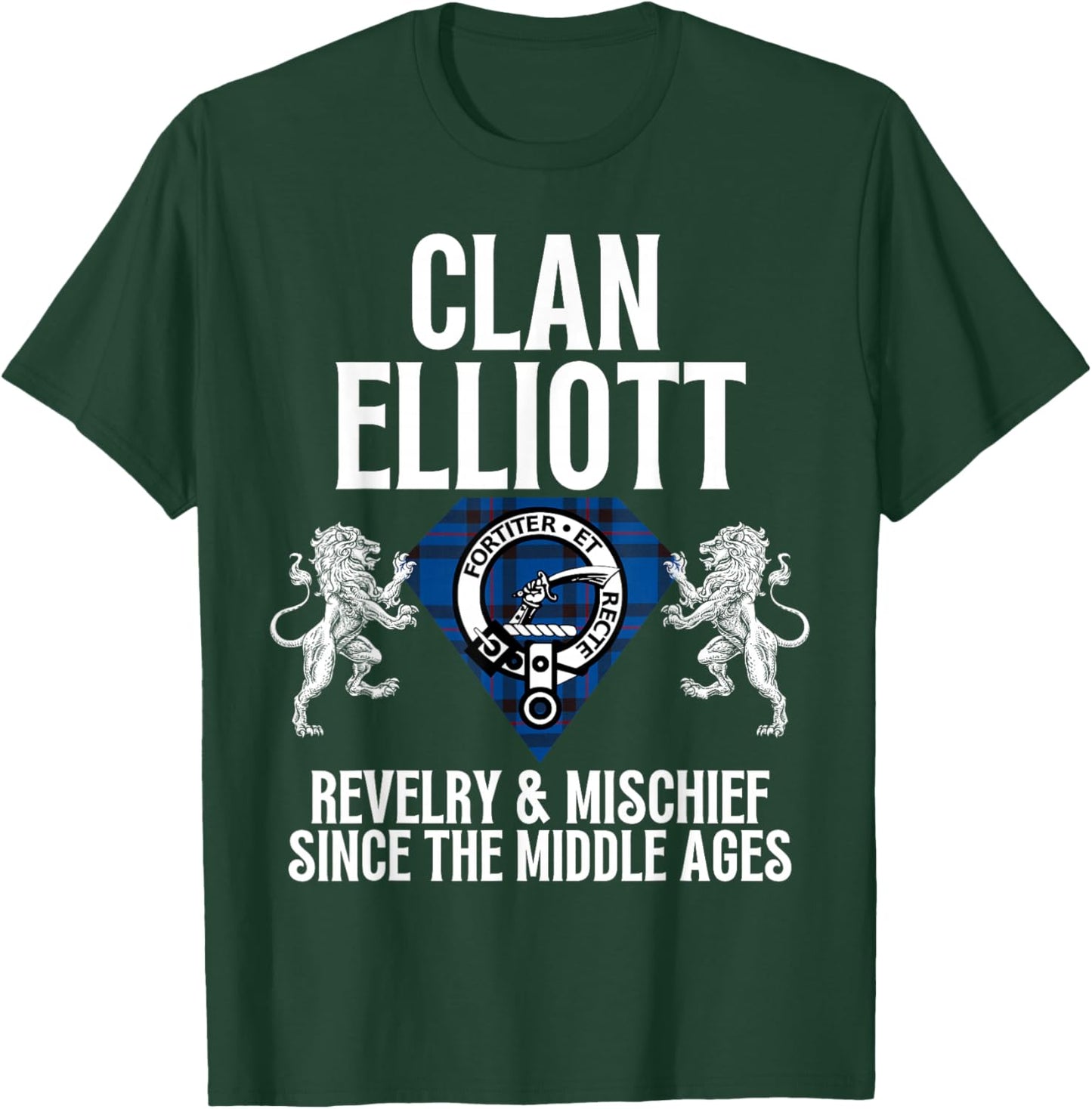 HighlandFour Elliott Clan Scottish Name Coat Of Arms Tartan Family Party T-Shirt - T-Shirt | Forest