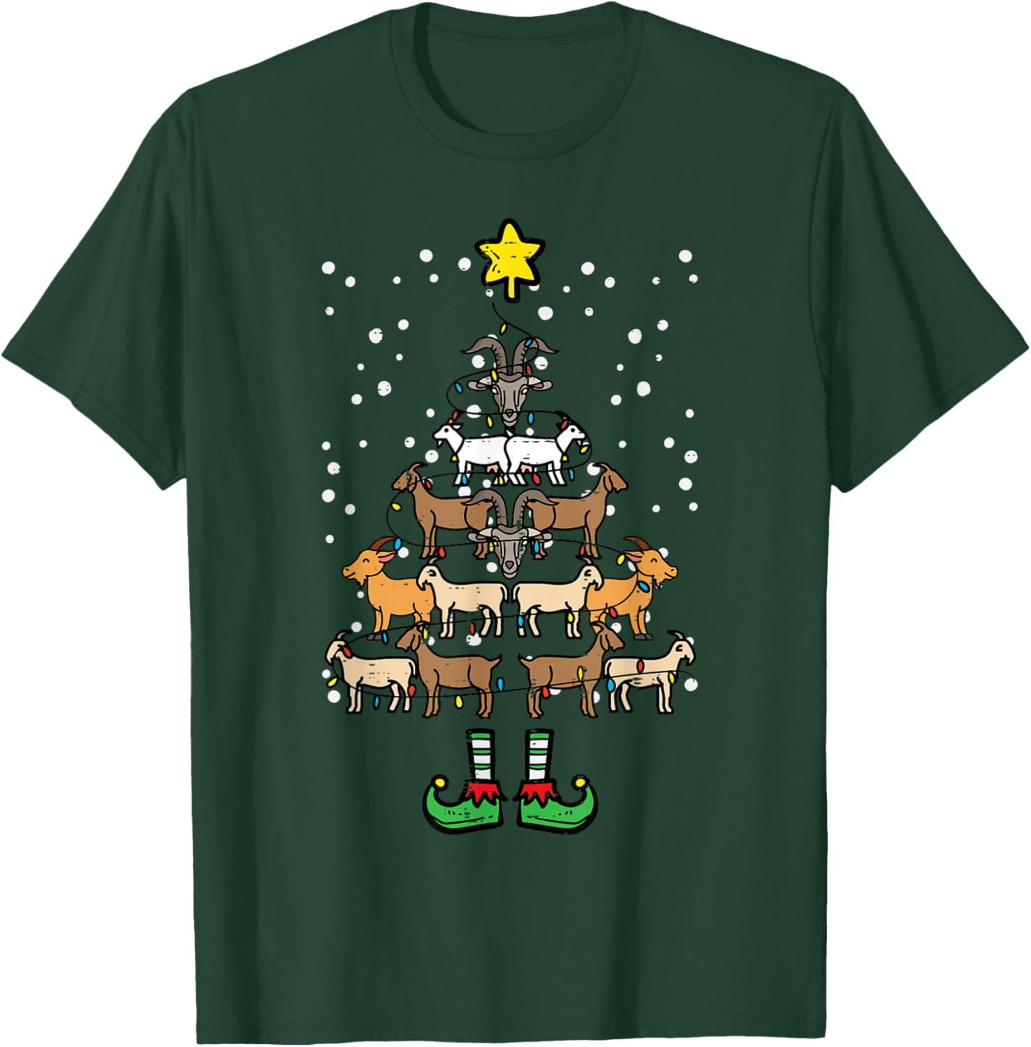 Goat Christmas Tree Xmas Farm Animal Farmer Men Women Kids T-Shirt - T-Shirt | Forest