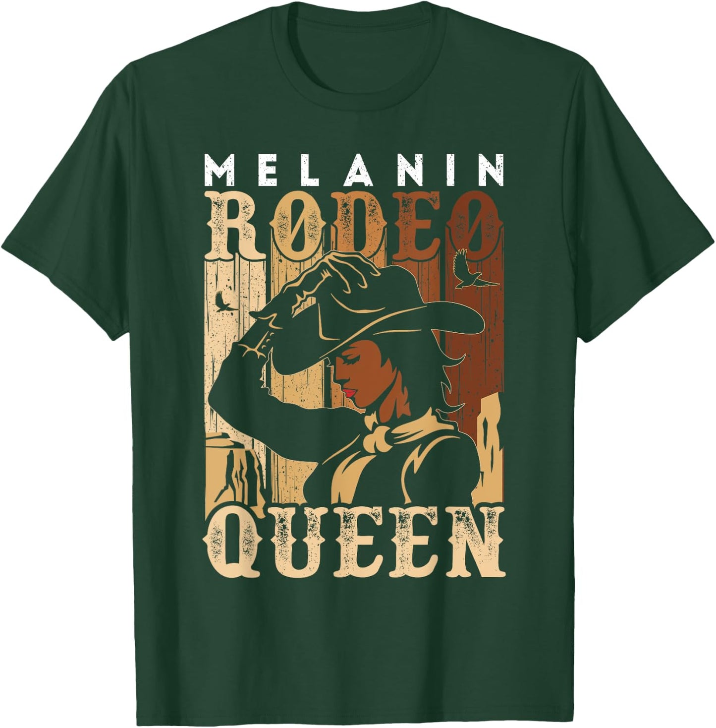 Melanin Rodeo Queen Country Woman African American Cowgirl T-Shirt - T-Shirt | Forest