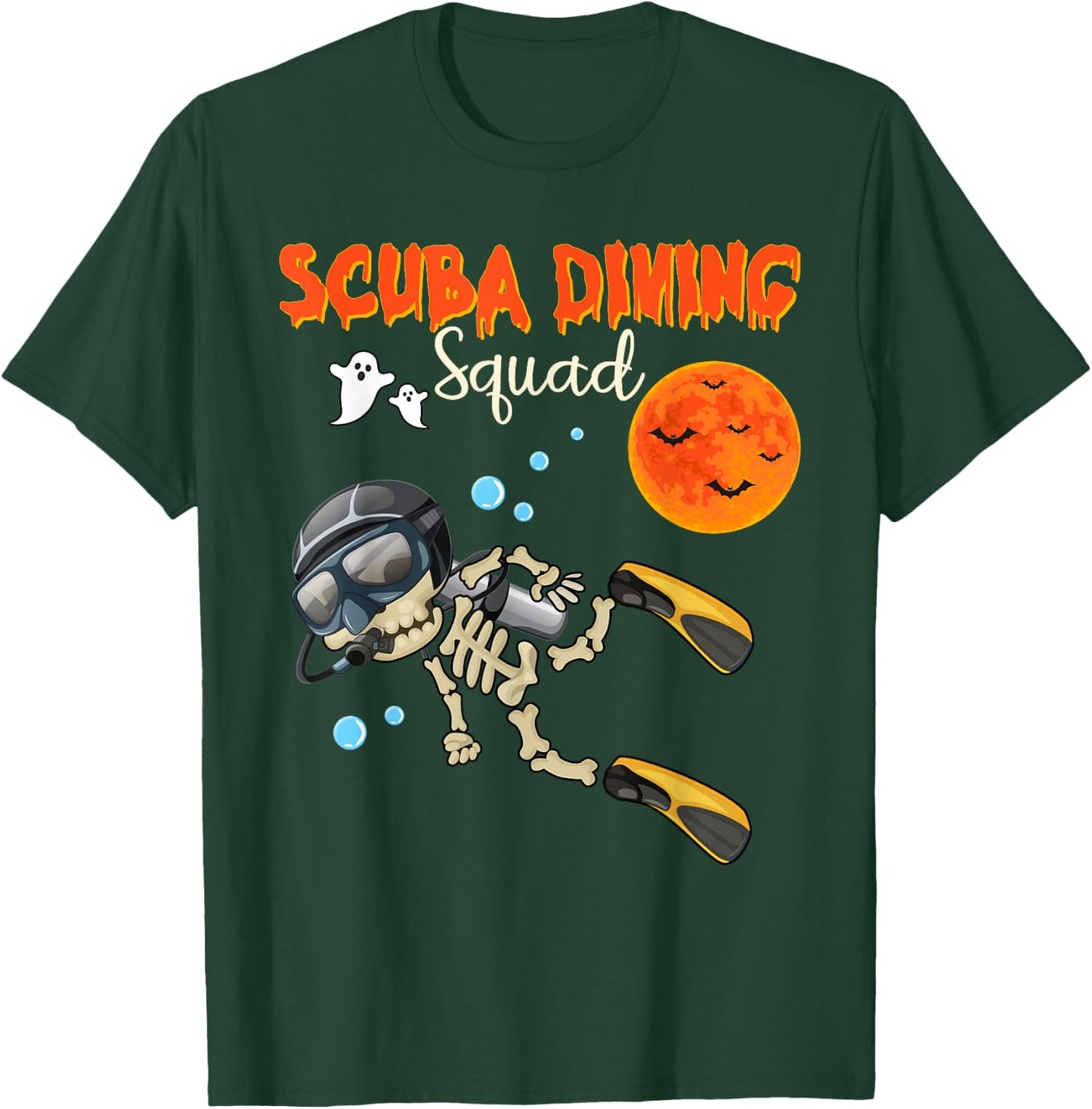Scuba Diving Squad Halloween Skeleton Costume Scuba Diver T-Shirt - T-Shirt | Forest