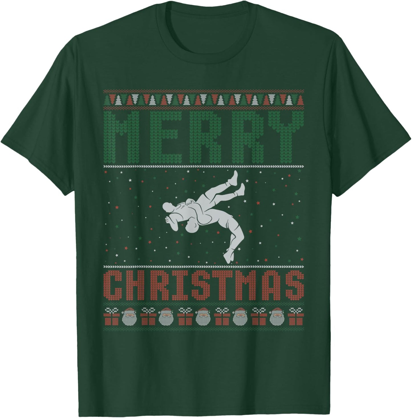 Wrestling Design Ugly Christmas Sweater Family Matching T-Shirt - T-Shirt | Forest