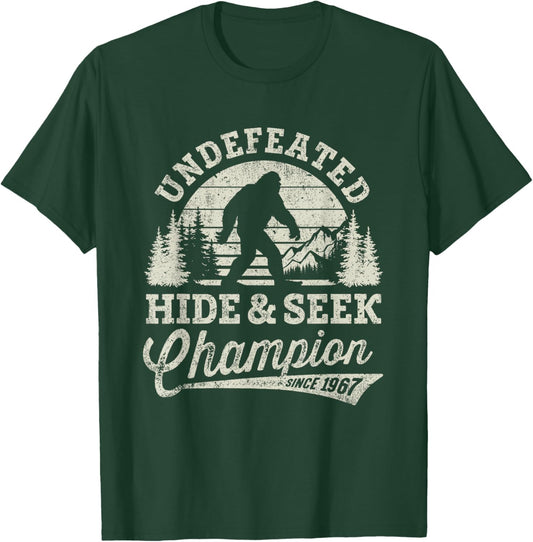 Bigfoot Undefeated Hide and Seek Champion Vintage T-Shirt - T-Shirt | Forest