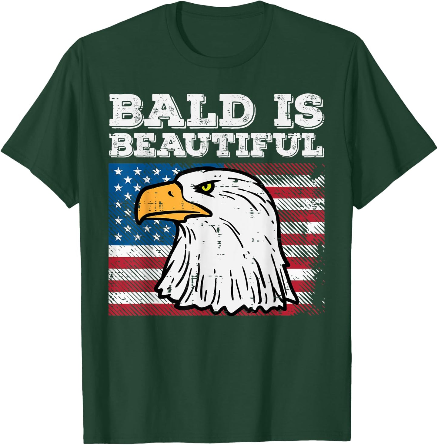 4th Of July Bald Is Beautiful Eagle Patriotic Men Women Kids T-Shirt - T-Shirt | Forest
