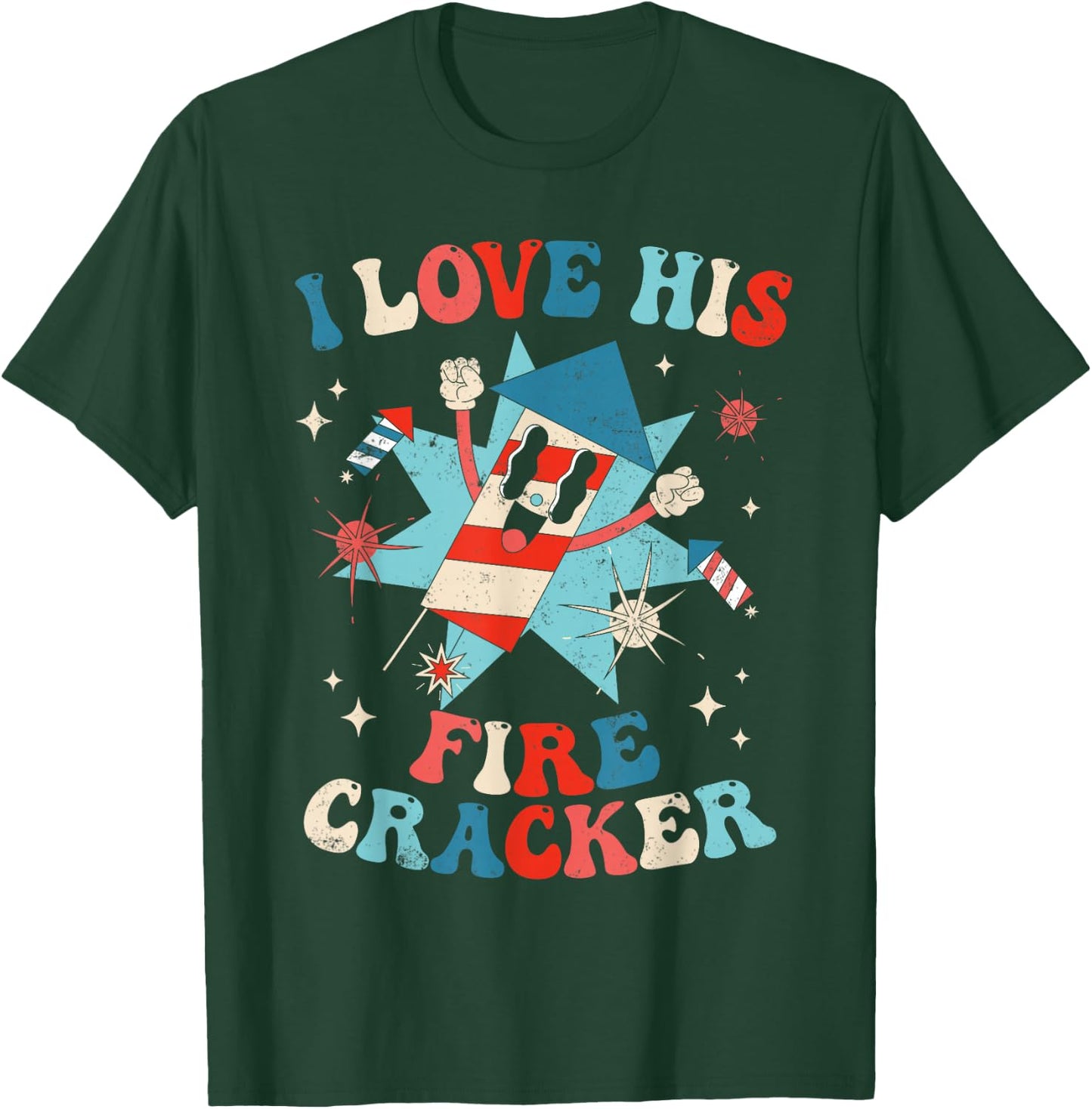 I Love His Firecracker Funny Matching Couple 4th Of July Women Men T-Shirt - T-Shirt | Forest