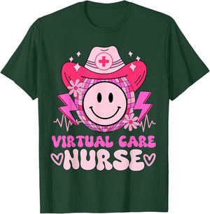Cute medical retro stethoscope RN country virtual care nurse T-Shirt - T-Shirt | Forest