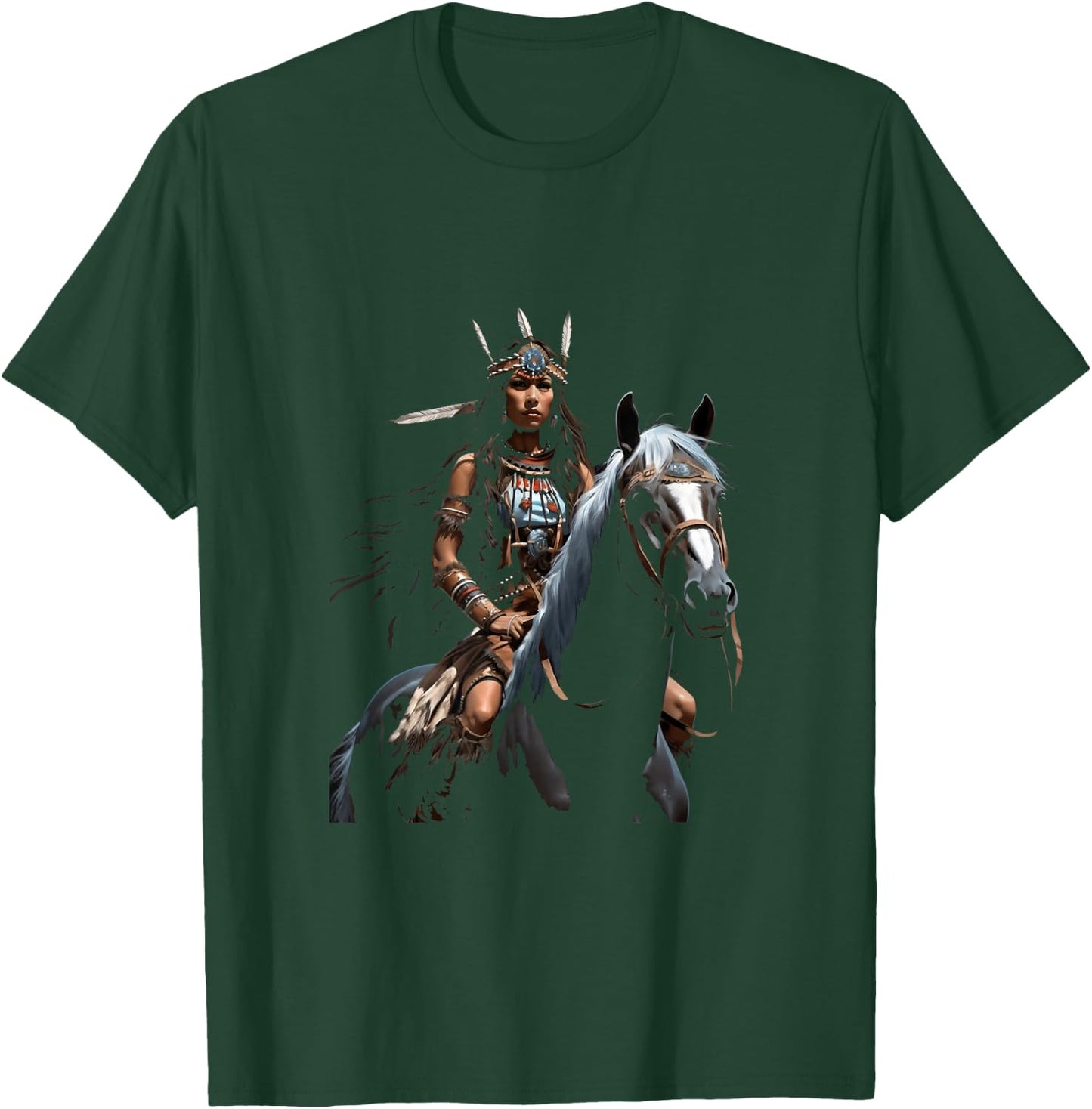 American Indian Warrior Horse T-Shirt - T-Shirt | Forest