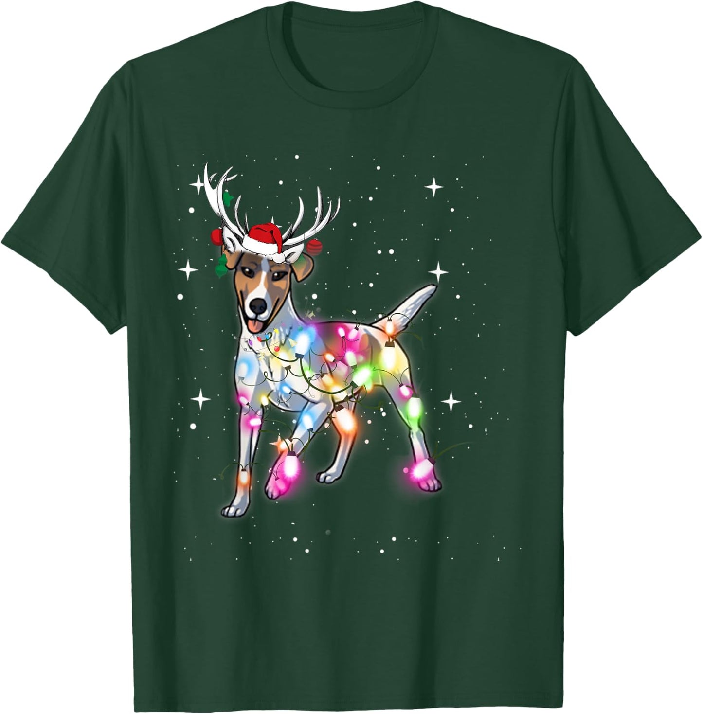 Smooth Fox Terrier Christmas Lights Pajama Funny Dog T-Shirt - T-Shirt | Forest