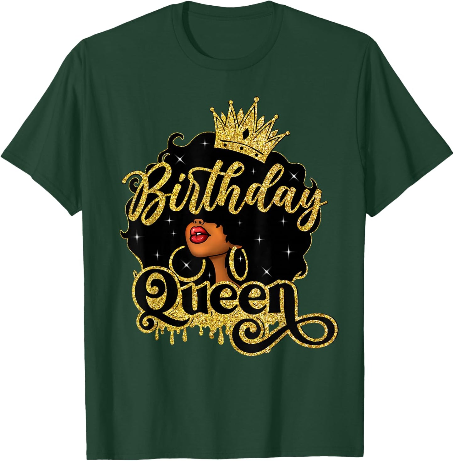 Birthday Afro Women Girls African American Black Queen T-Shirt - T-Shirt | Forest
