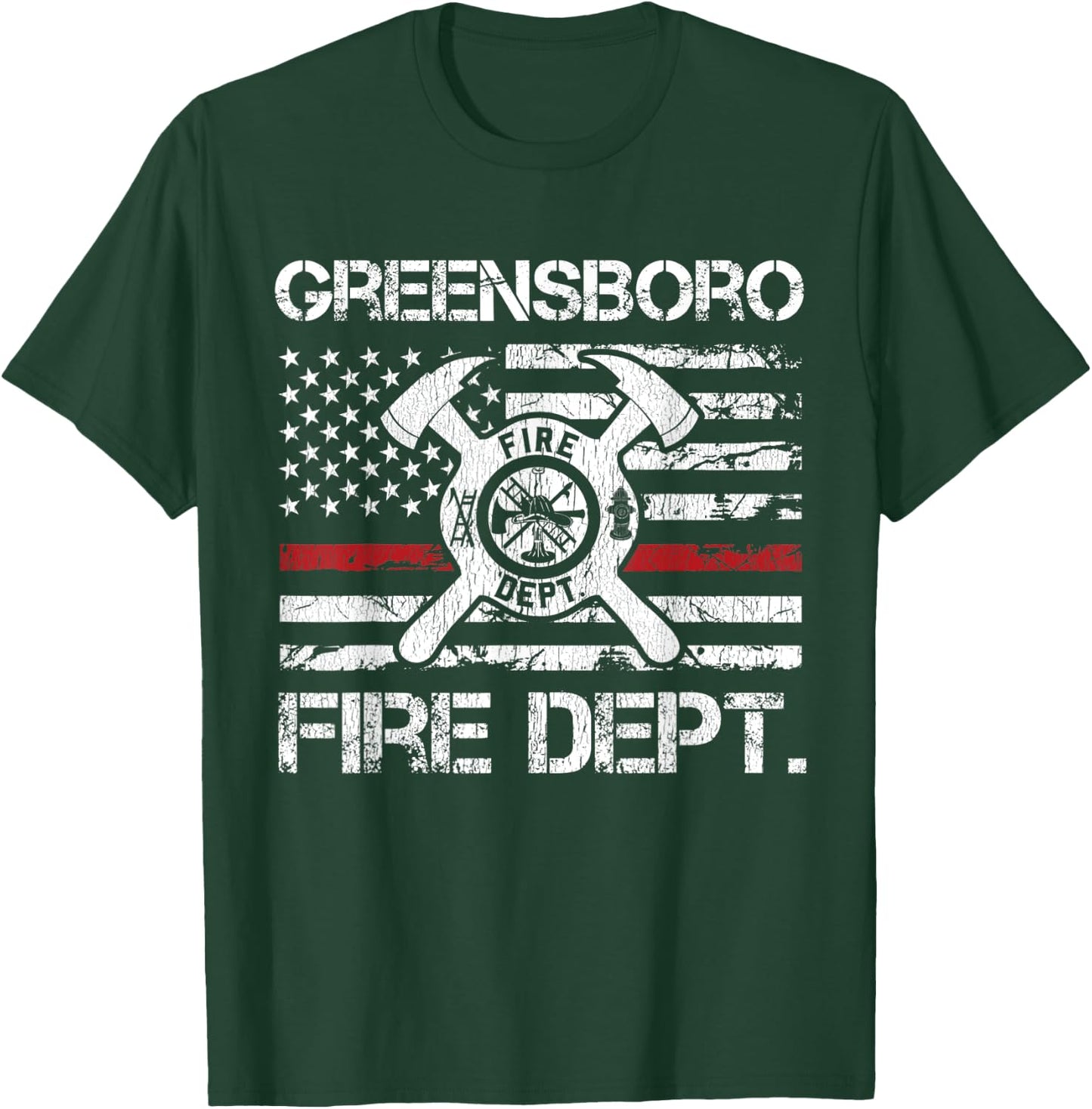 Greensboro North Carolina Fire Department Thin Red Line T-Shirt - T-Shirt | Forest