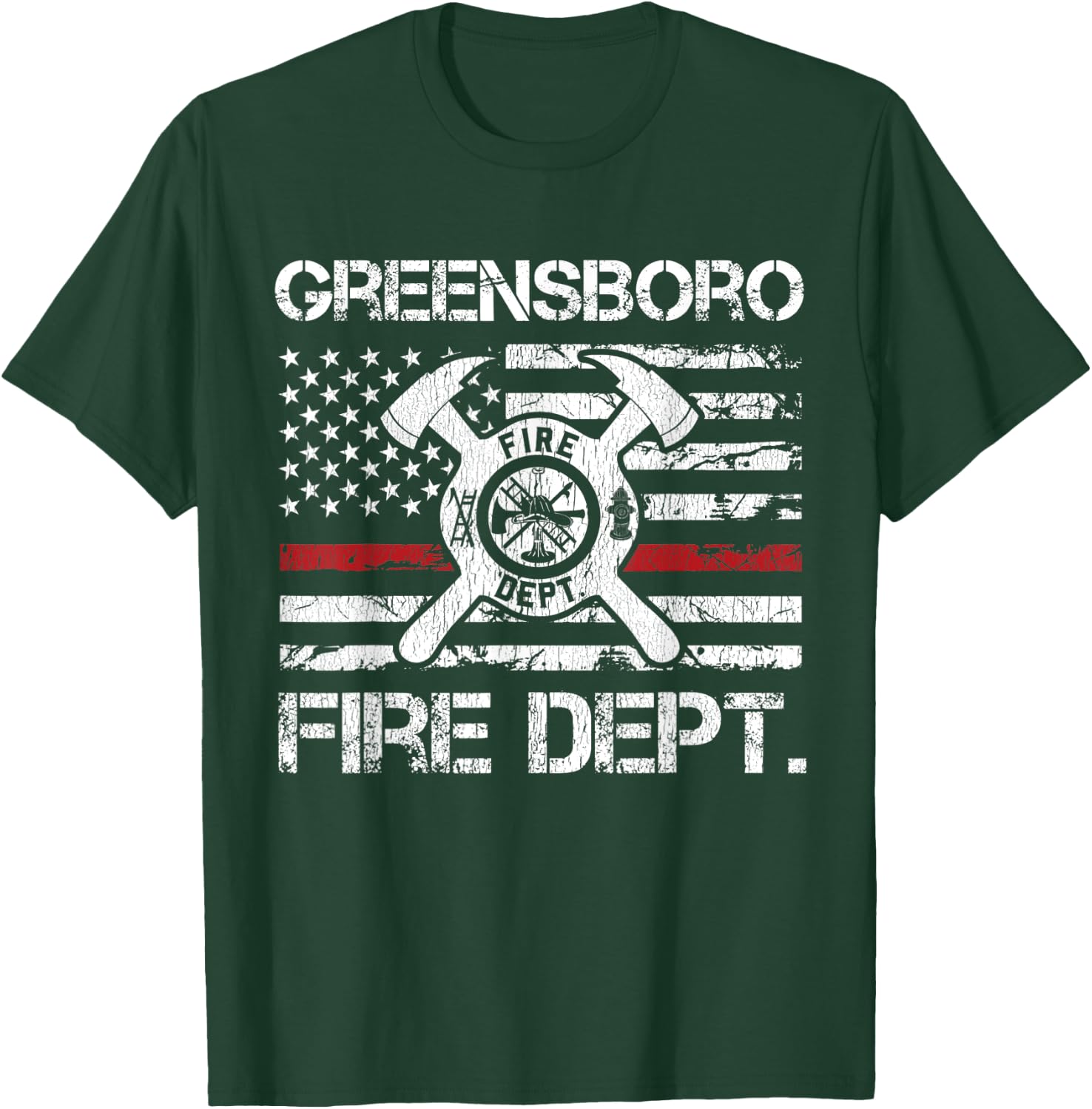 Greensboro North Carolina Fire Department Thin Red Line T-Shirt - T-Shirt | Forest