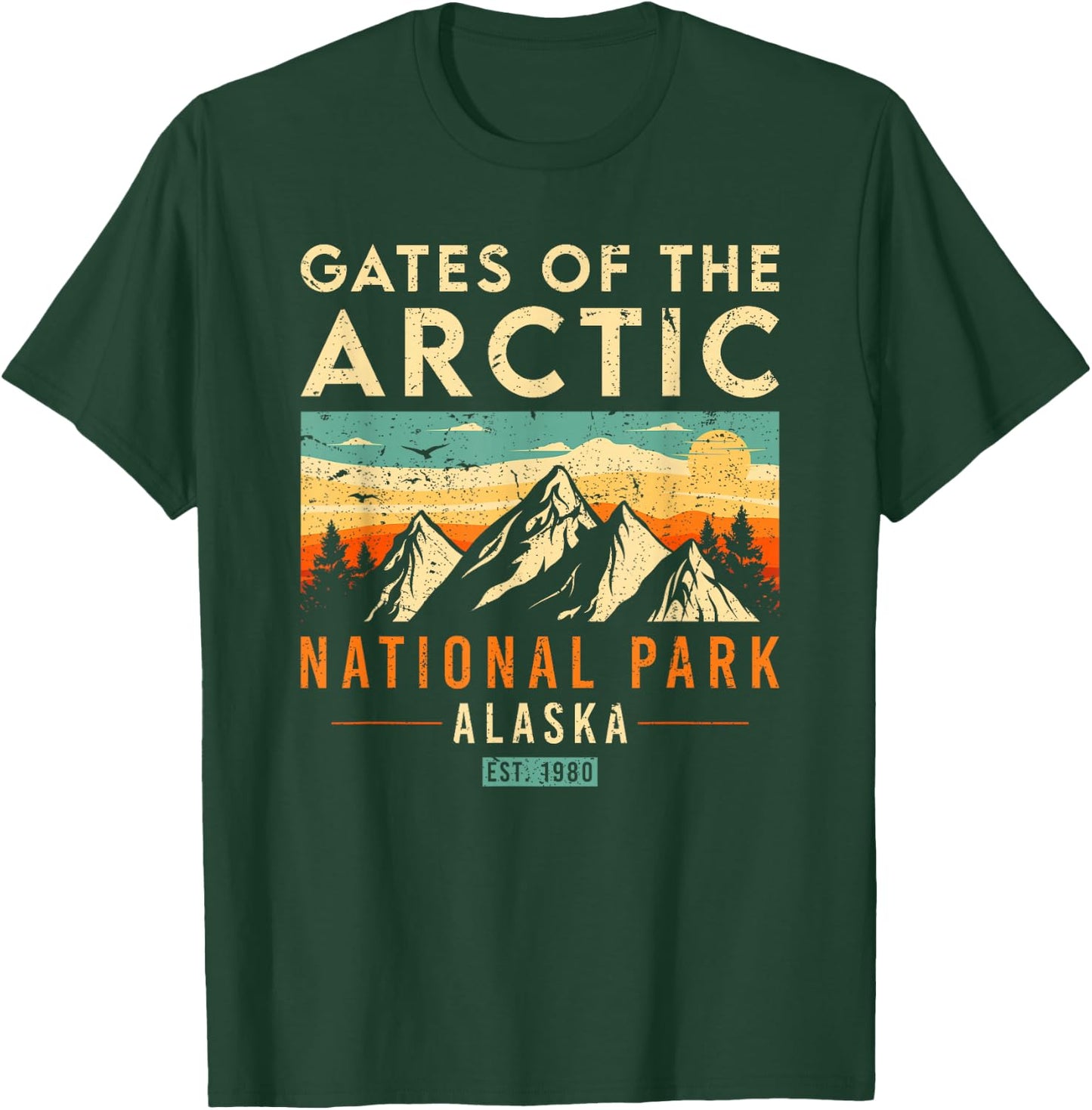 Gates Of The Arctic Est. 1980 Retro Alaska National Park T-Shirt - T-Shirt | Forest