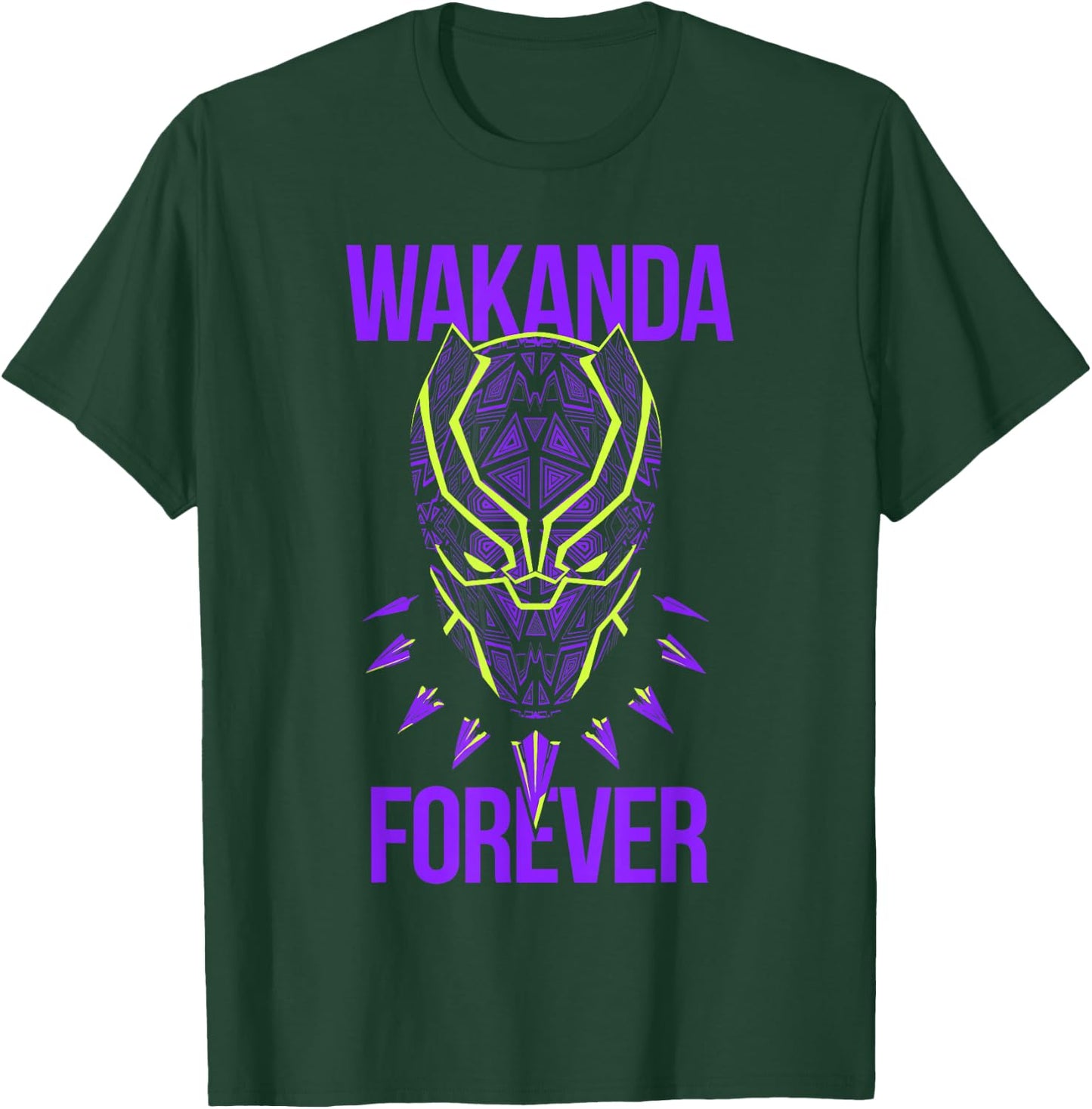 Marvel Comics Retro Classic Wakanda Forever Neon Panther T-Shirt - T-Shirt | Forest
