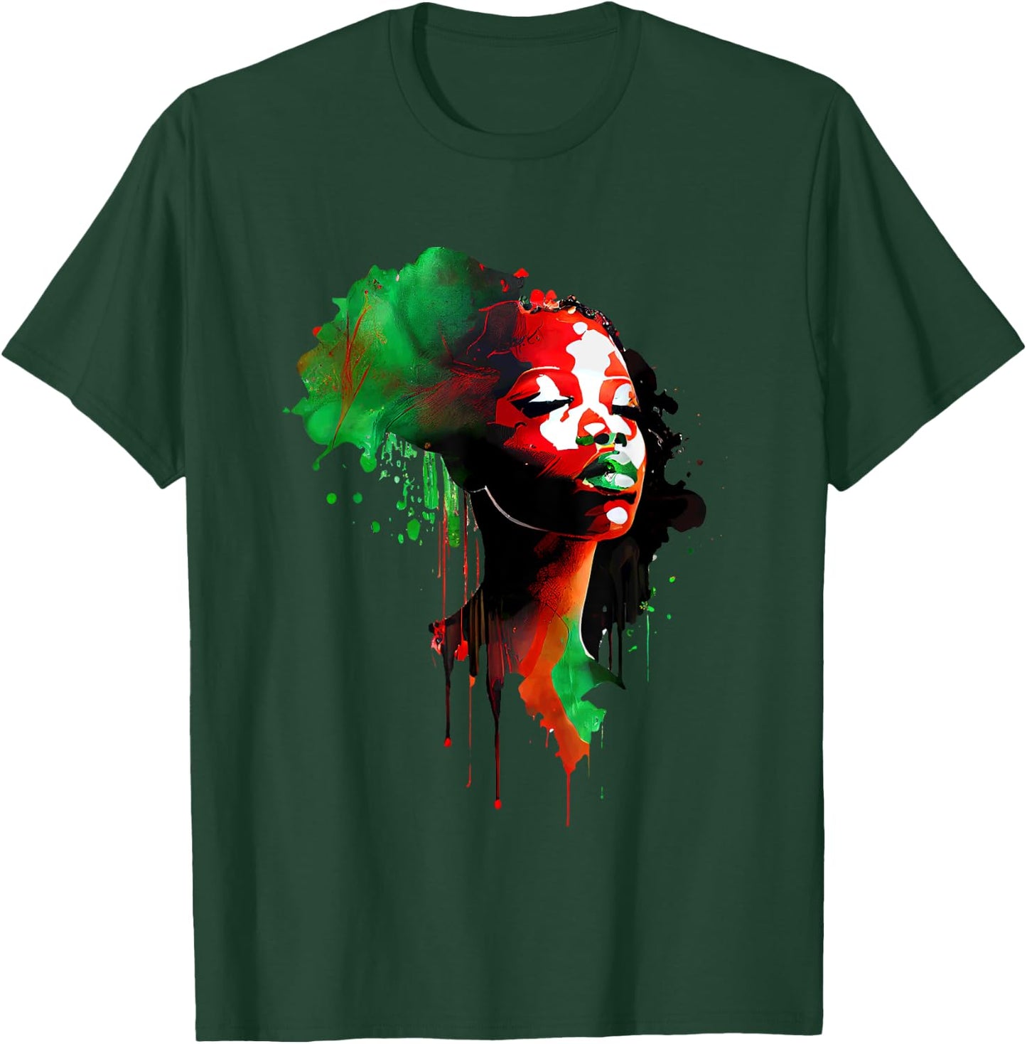 Young Black King Afro Melanin Boy Colour Dripping T-Shirt - T-Shirt | Forest