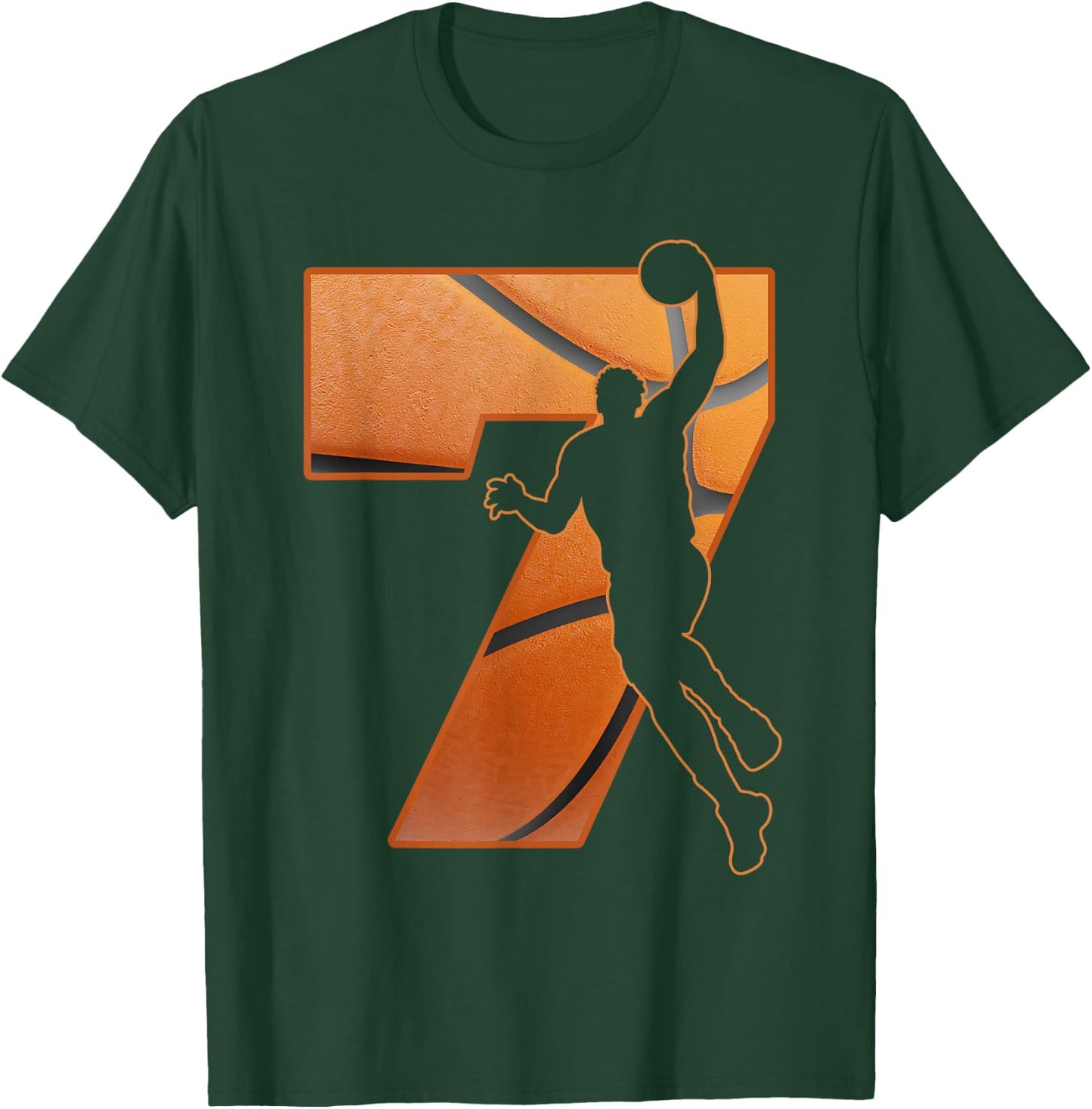 7 Year Old 7th Basketball Birthday PartyTheme Boys Girls T-Shirt - T-Shirt | Forest