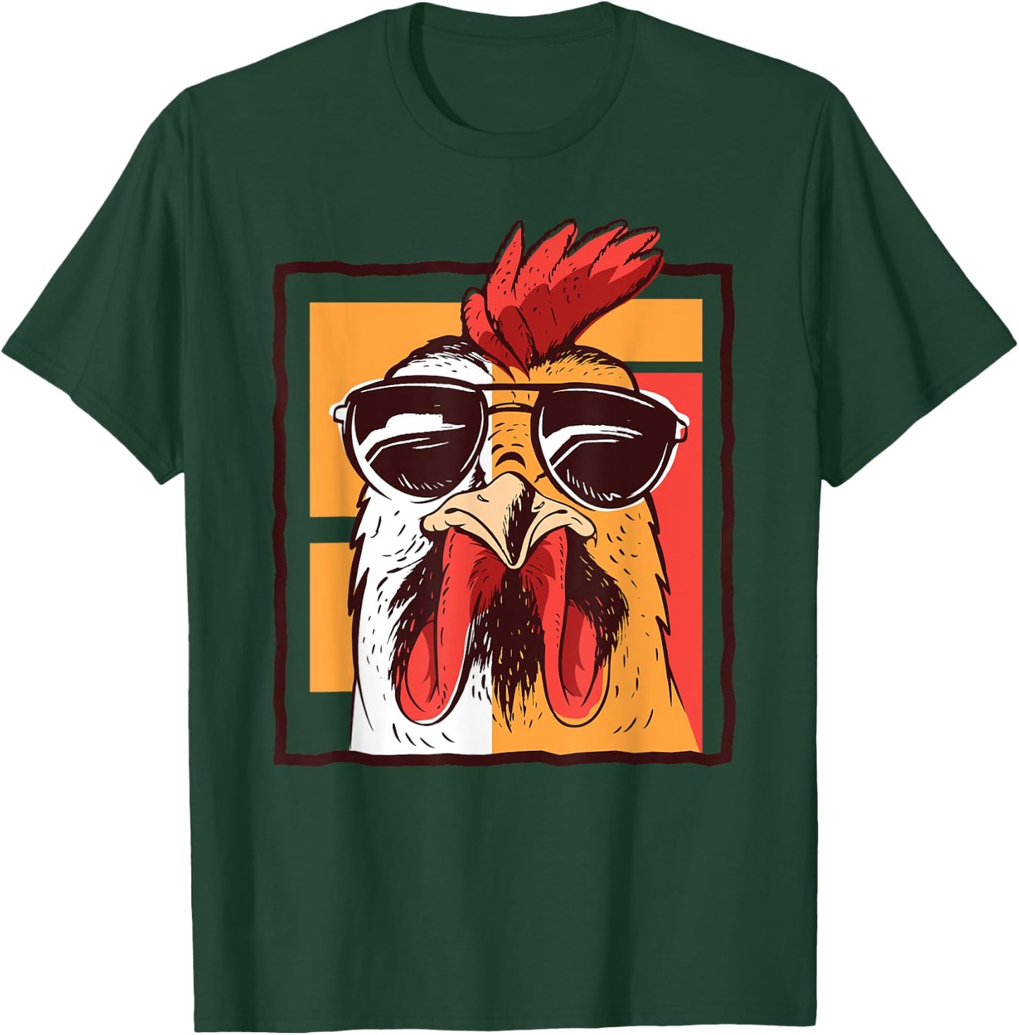 Retro Vintage Chicken Cool Rooster Wearing Sunglasses T-Shirt - T-Shirt | Forest