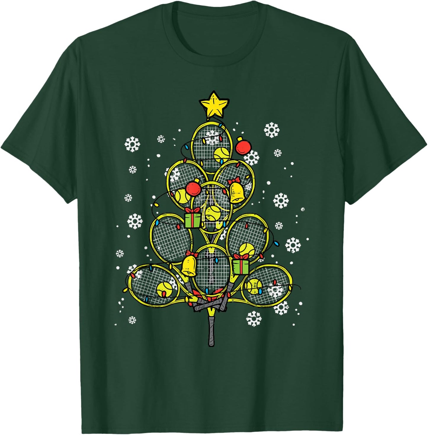 Tennis Christmas Tree Xmas Player Boys Girls Men Women Kids T-Shirt - T-Shirt | Forest