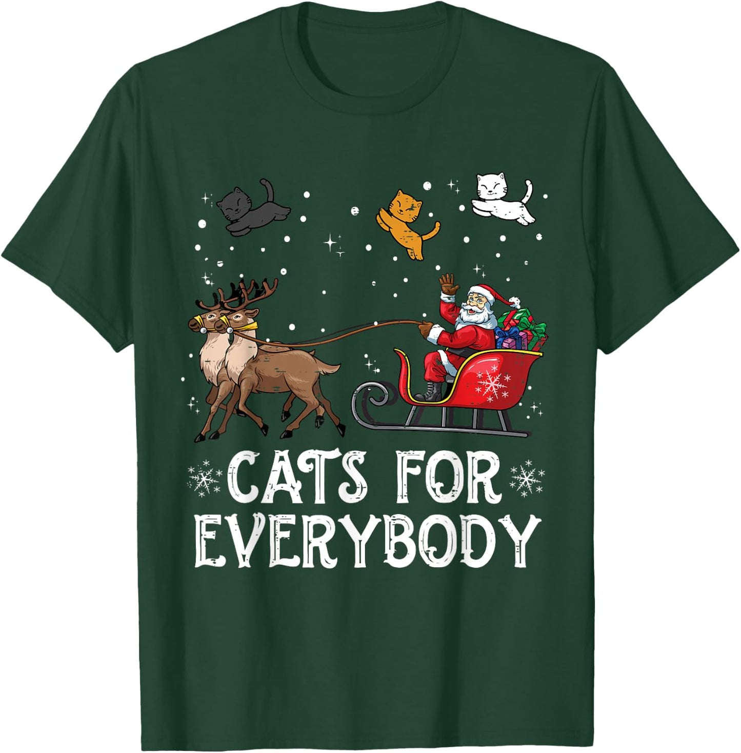 Cats For Everybody Christmas Cat Funny Xmas Women Santa T-Shirt - T-Shirt | Forest