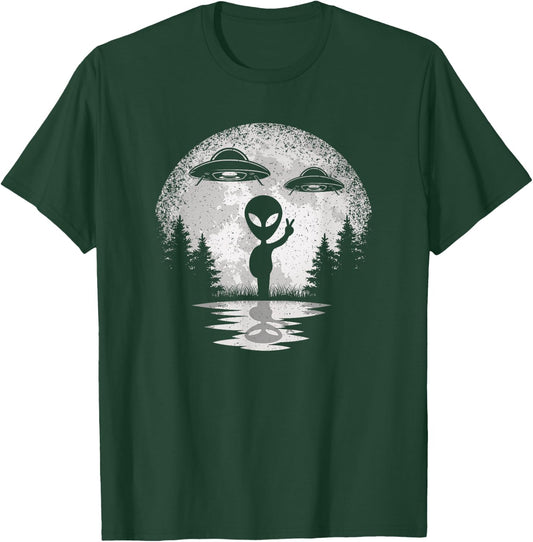 Alien Moon Space UFO Extraterrestrial Vintage Men Women Kids T-Shirt - T-Shirt | Forest
