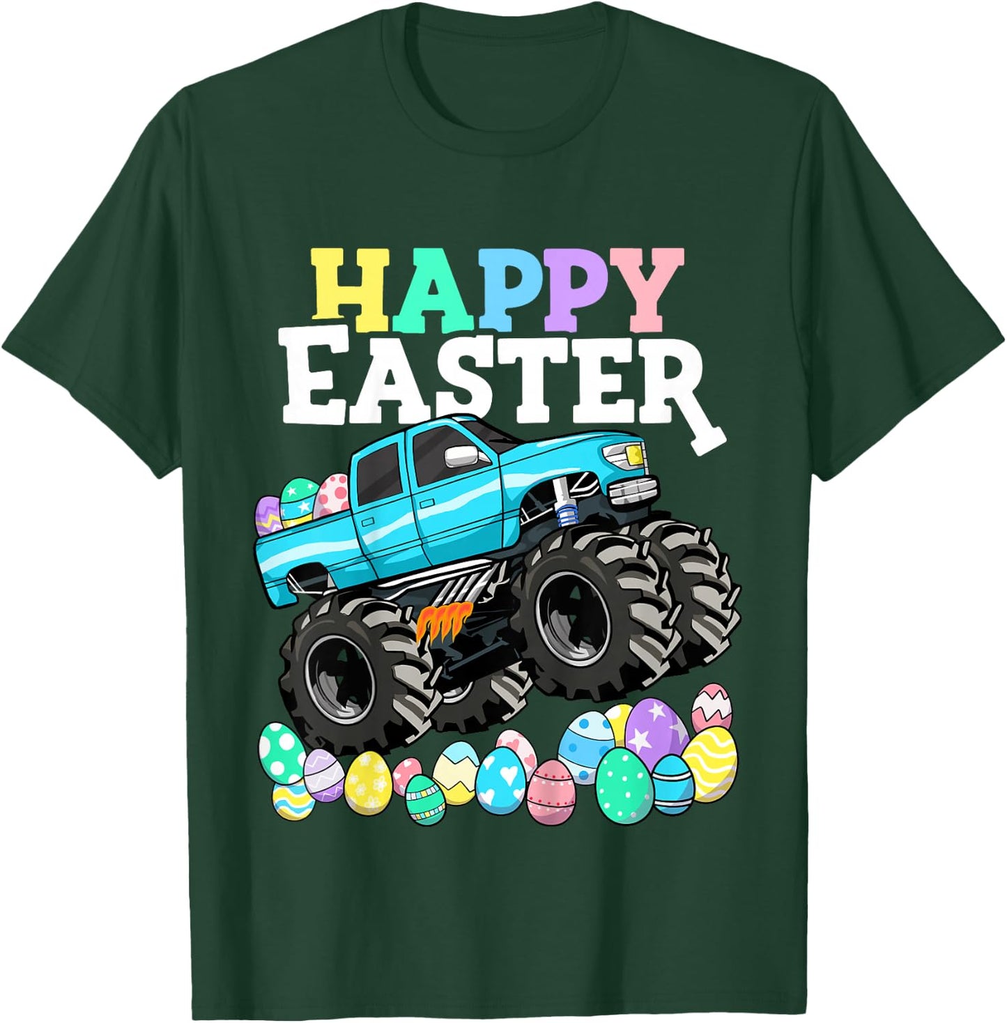 Boys Happy Easter Monster Truck Easter Eggs Toddler T-Shirt - T-Shirt | Forest