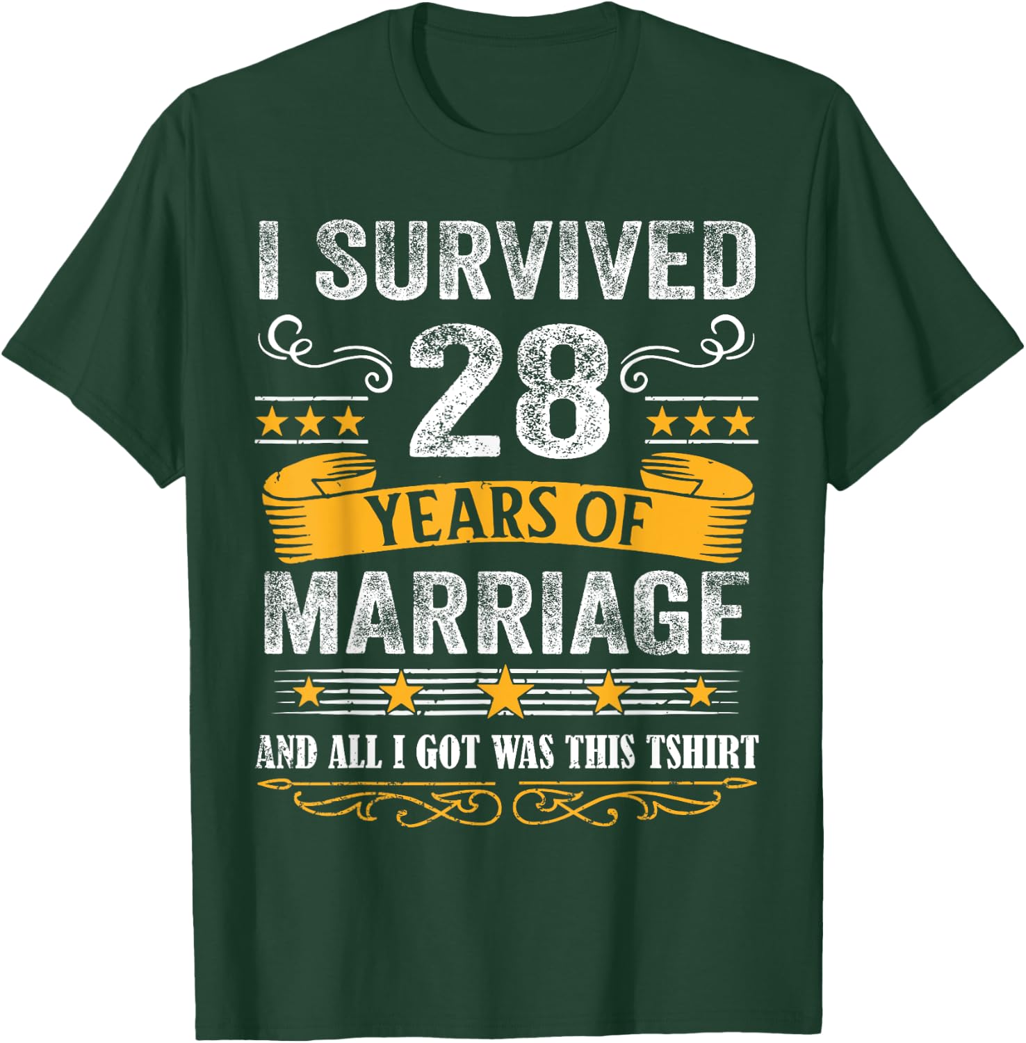28th Wedding Anniversary shirt Couples Husband Wife 28 Years T-Shirt - T-Shirt | Forest