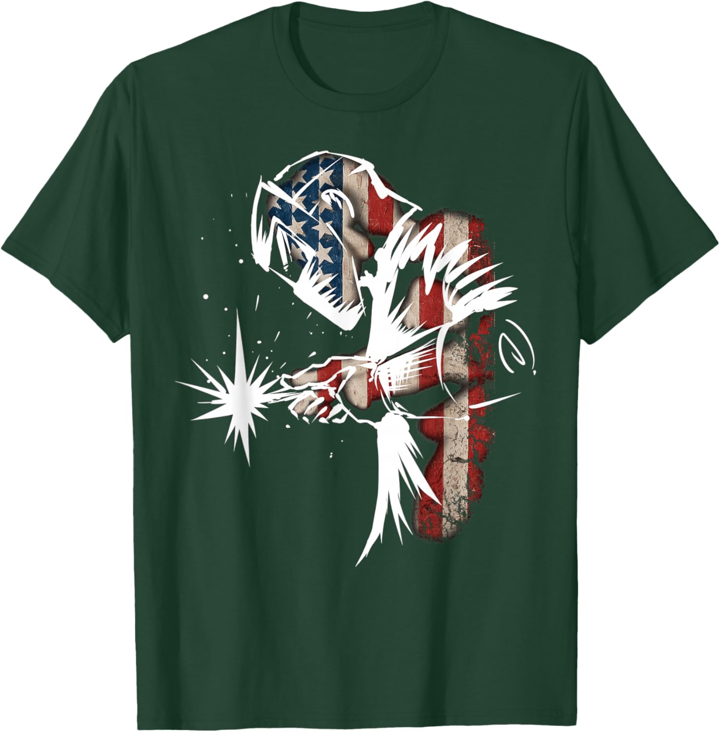 Welder American Flag USA Patriotic Welder T-Shirt - T-Shirt | Forest