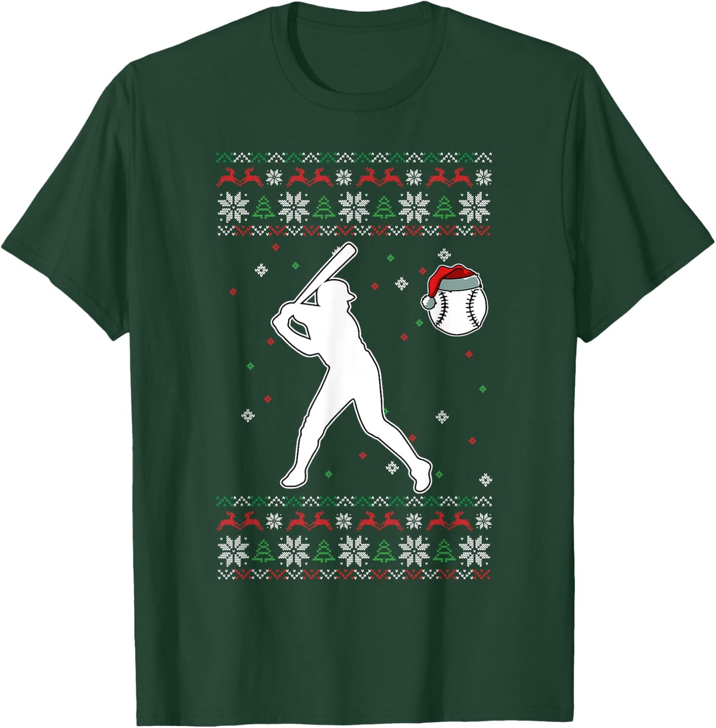 Baseball Player Christmas Cool Ugly X-Mas Pajama Boys Kids T-Shirt - T-Shirt | Forest