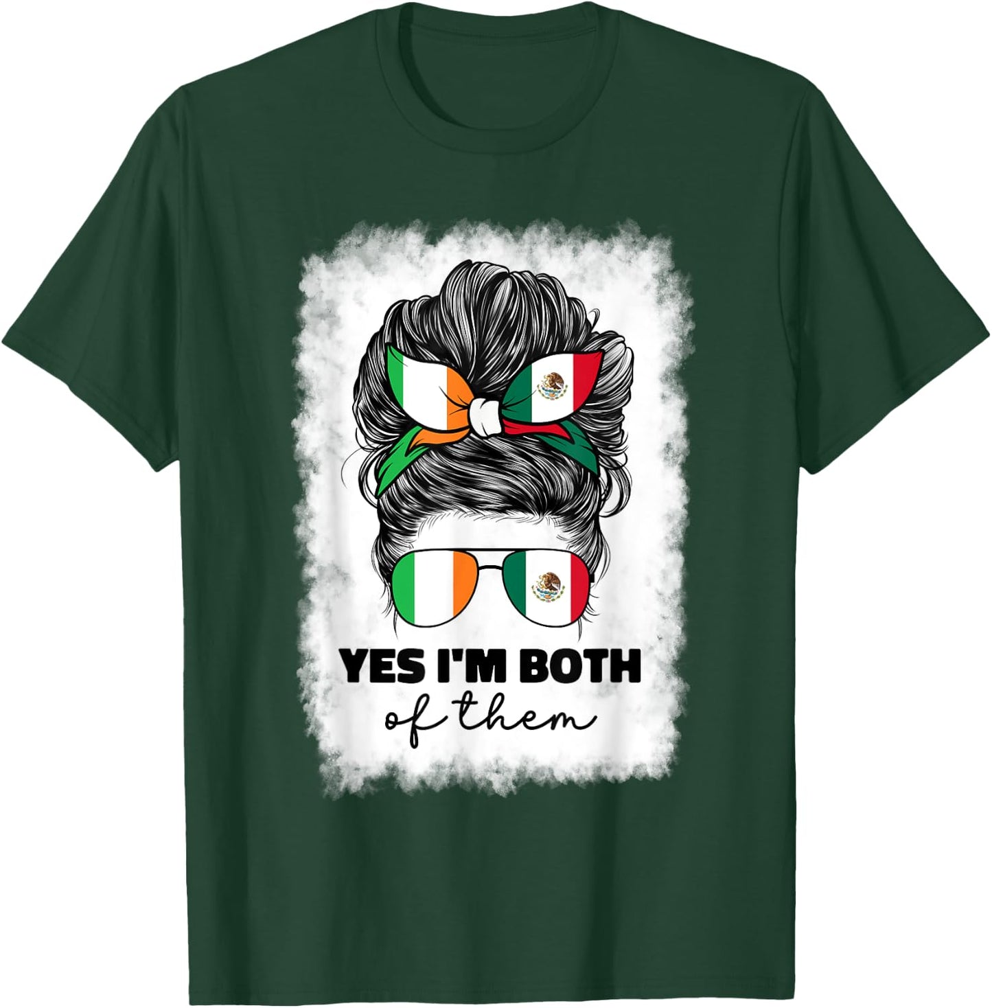 Half Mexican And Irish Mexico Ireland Flag Girl T-Shirt - T-Shirt | Forest