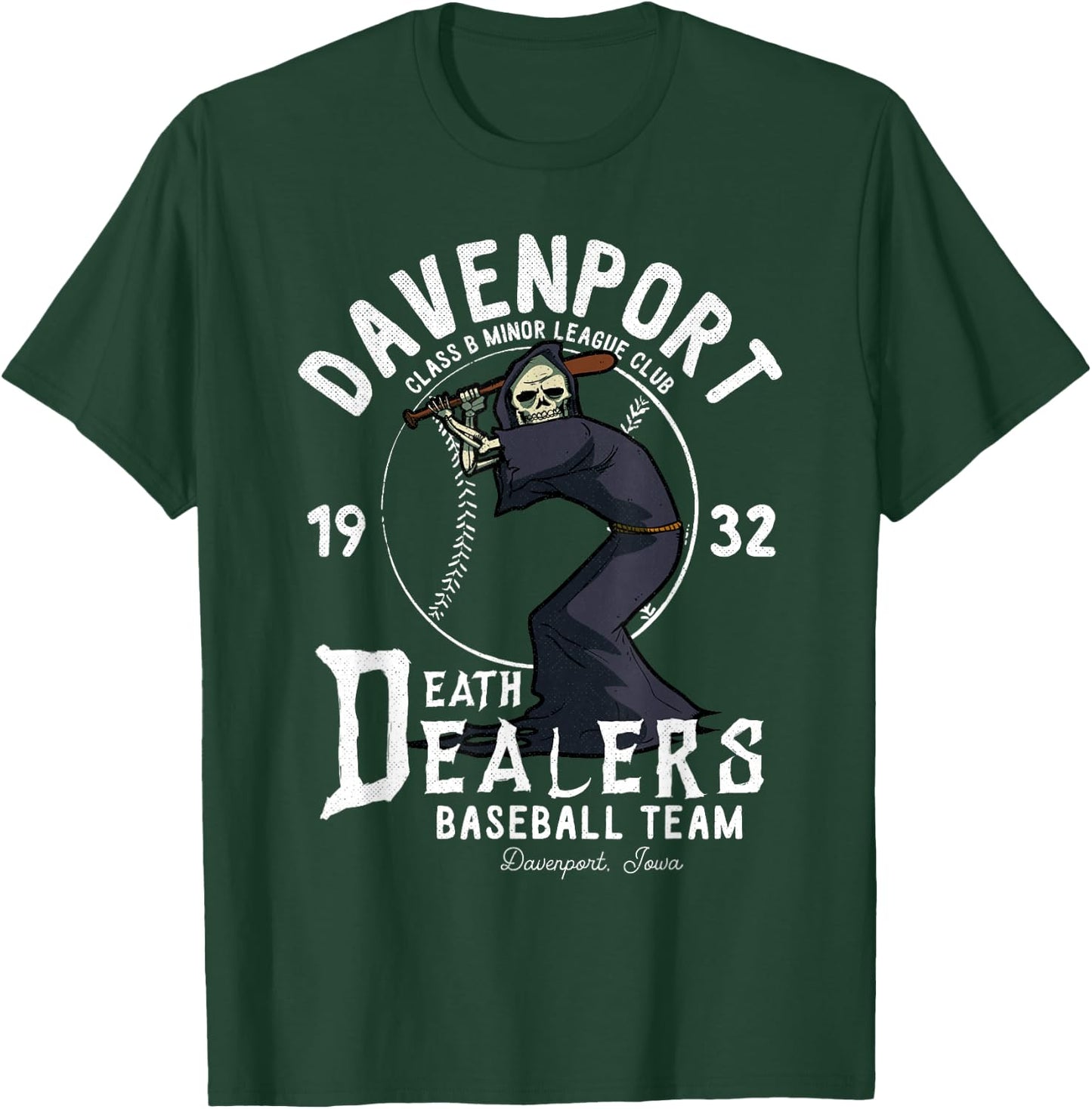 Davenport Death Dealers Retro Minor League Baseball Team T-Shirt - T-Shirt | Forest