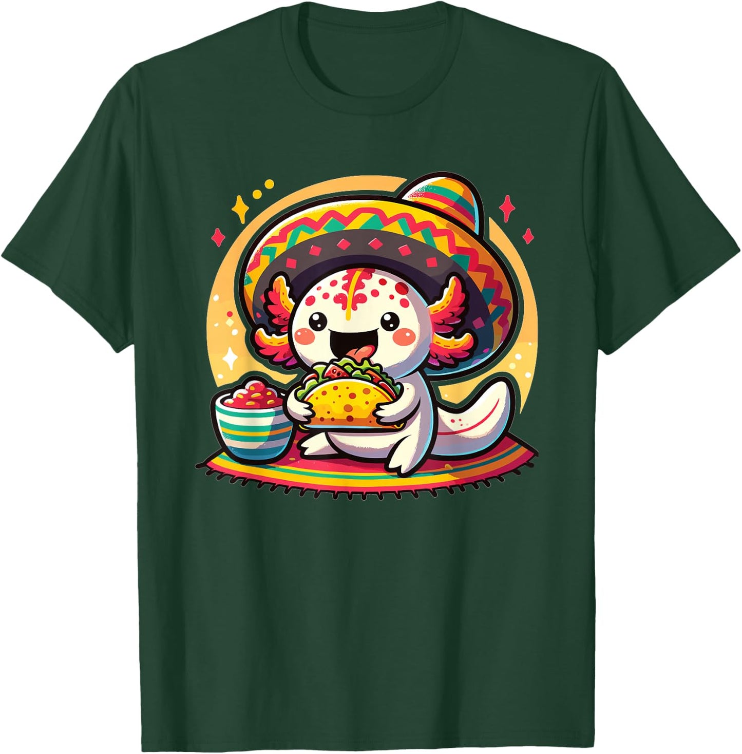 Tacolotl Funny Mexican Axolotl Eats Taco T-Shirt - T-Shirt | Forest
