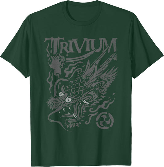 Trivium Screaming Dragon Black and White T-Shirt - T-Shirt | Forest
