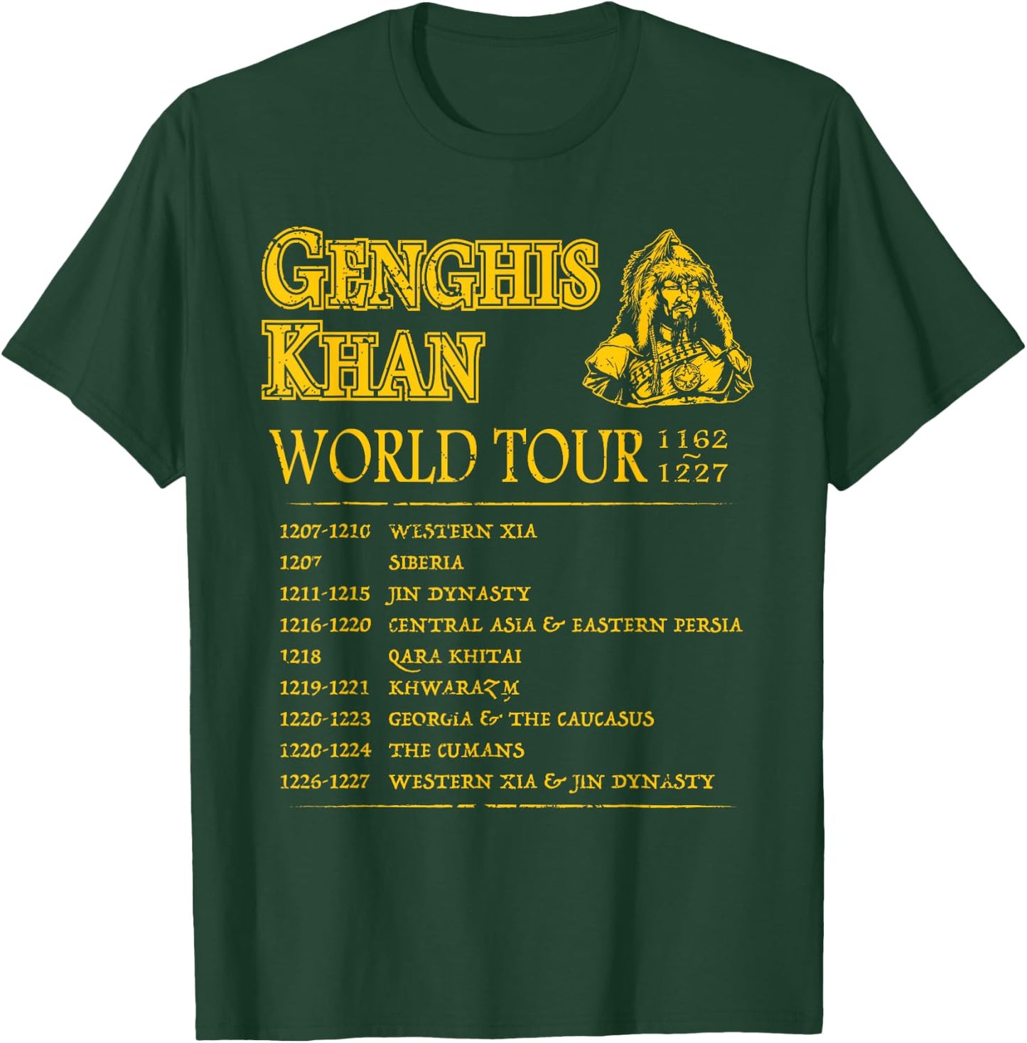 World Tour: Genghis Khan - Historic Mongolian Empire T-Shirt - T-Shirt | Forest