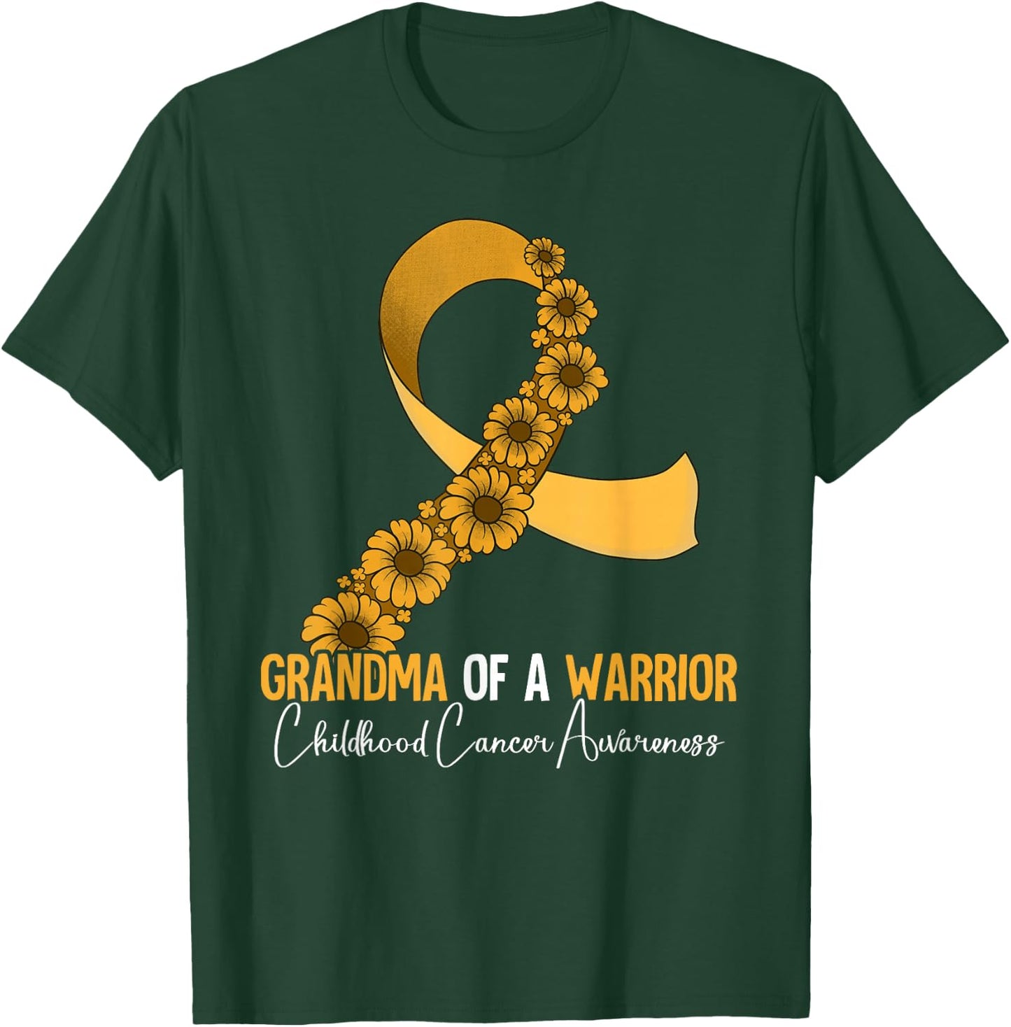Grandma Of A Warrior Childhood Cancer Awareness T-Shirt - T-Shirt | Forest