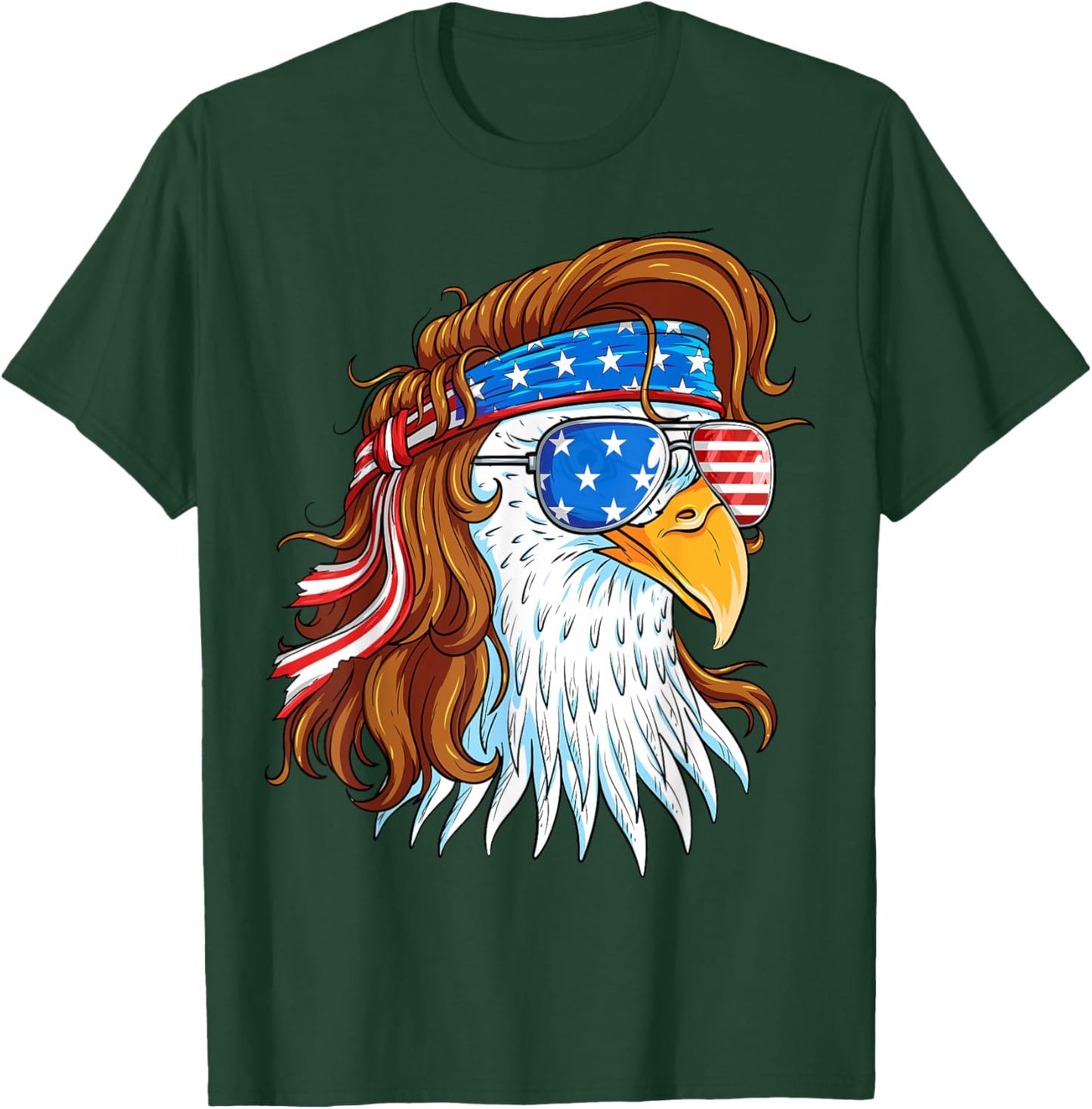 Eagle 4th of July American Flag - 4th July Mullet Patriotic T-Shirt - T-Shirt | Forest