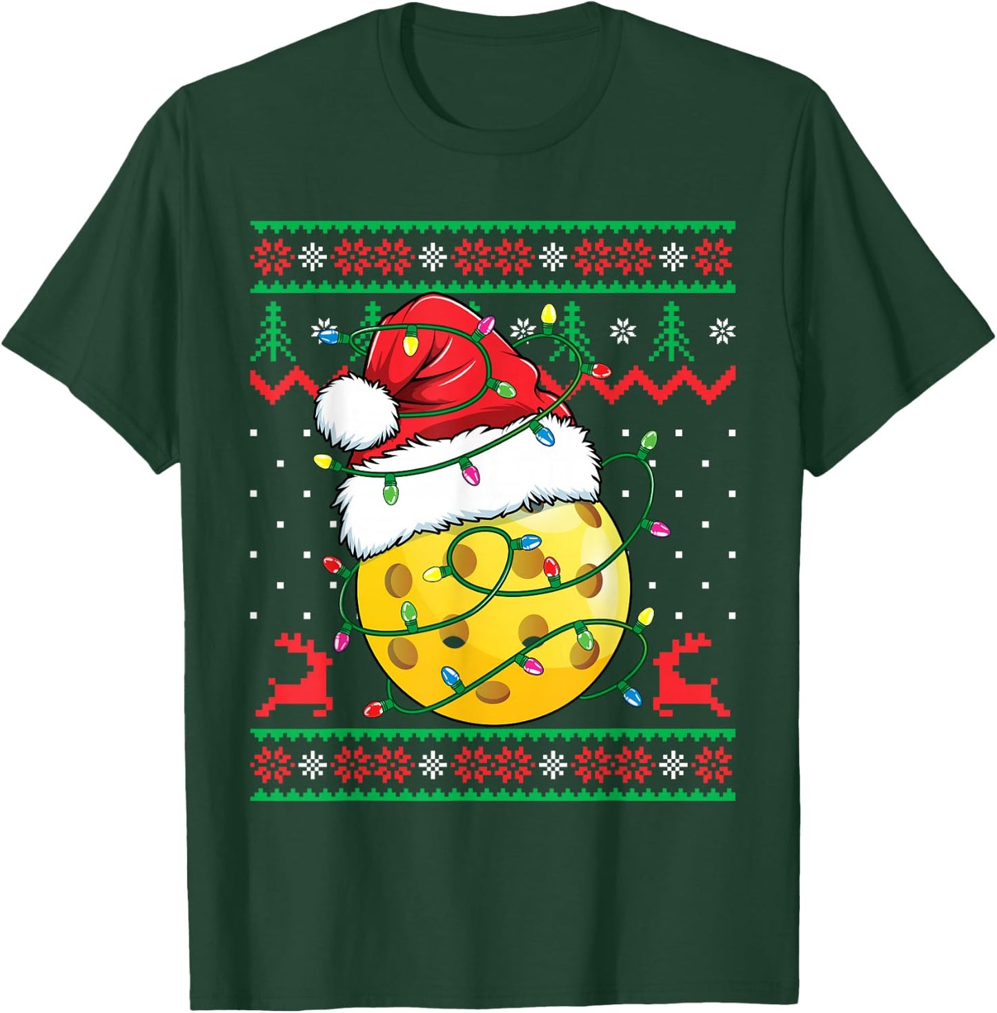 Funny Pickleball Ugly Christmas Sweater Xmas T-Shirt - T-Shirt | Forest