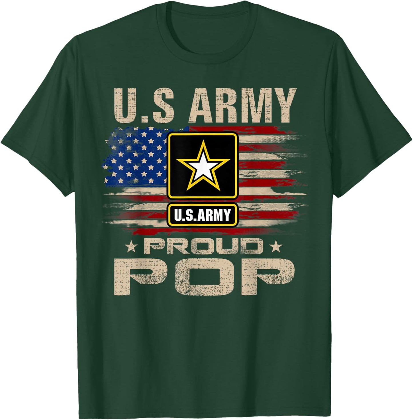 Vintage U.S Army Proud Pop With American Flag T-Shirt - T-Shirt | Forest